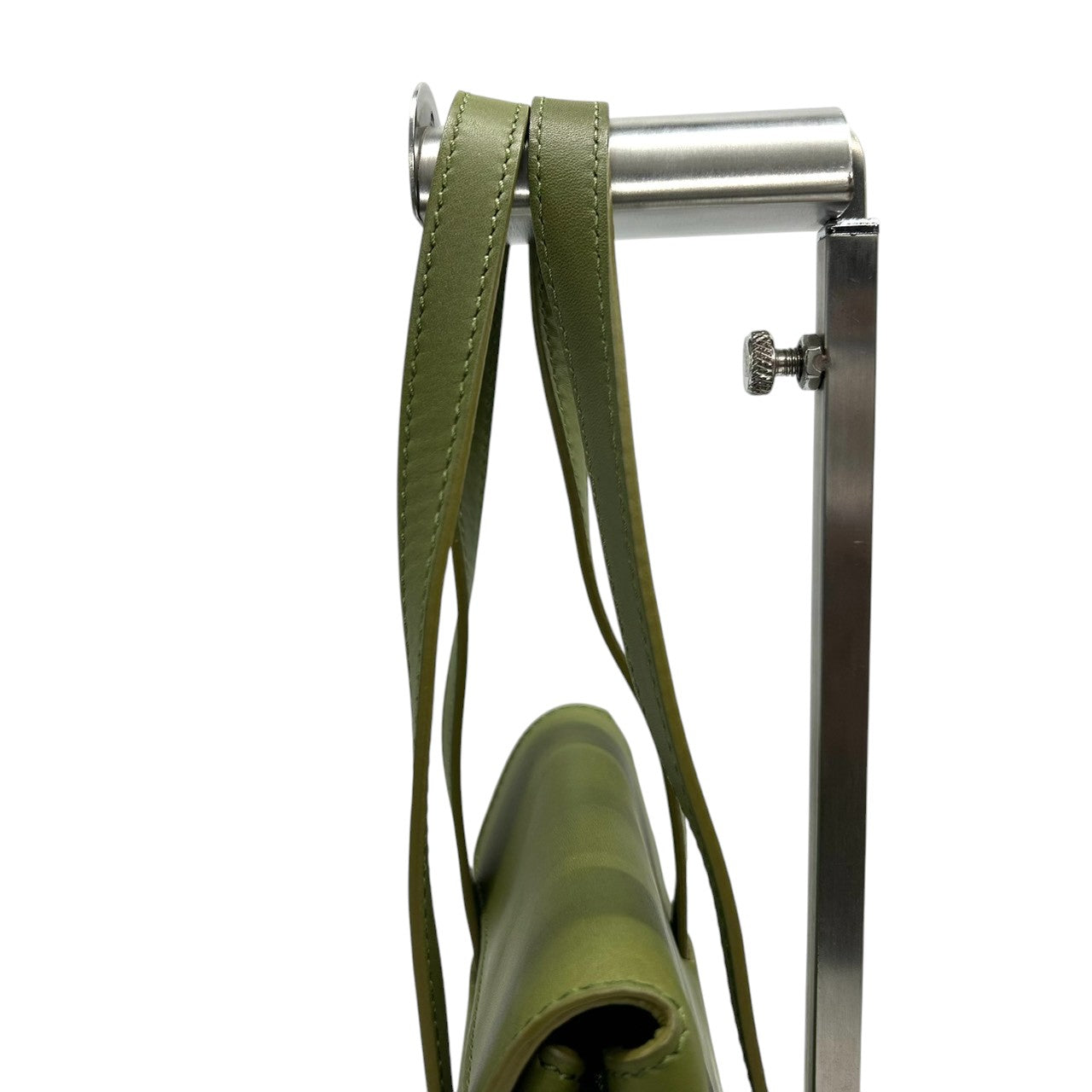 【美品】ヒロフ HIROFU ハンドバッグ ミニトートバッグ ランチバッグ レザー 本革 グリーン オリーブ カーキ 抹茶色 イタリア製 レディース コンパクト シンプル カジュアル ロゴ型押し 自立可 お出かけ デート 散歩 希少 Patina s94