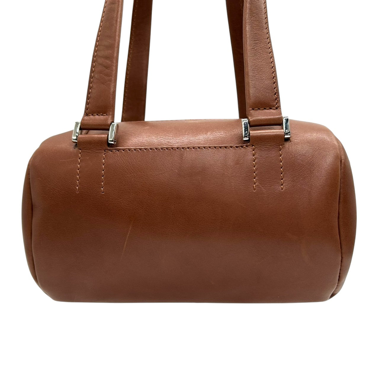 ヒロフ HIROFU ハンドバッグ ミニボストン ドラムバッグ 筒型 Hロゴ レザー 本革 ブラウン キャメル イタリア製 レディース コンパクト ミニバッグ ヴィンテージ クラシック レトロ シンプル カジュアル s94