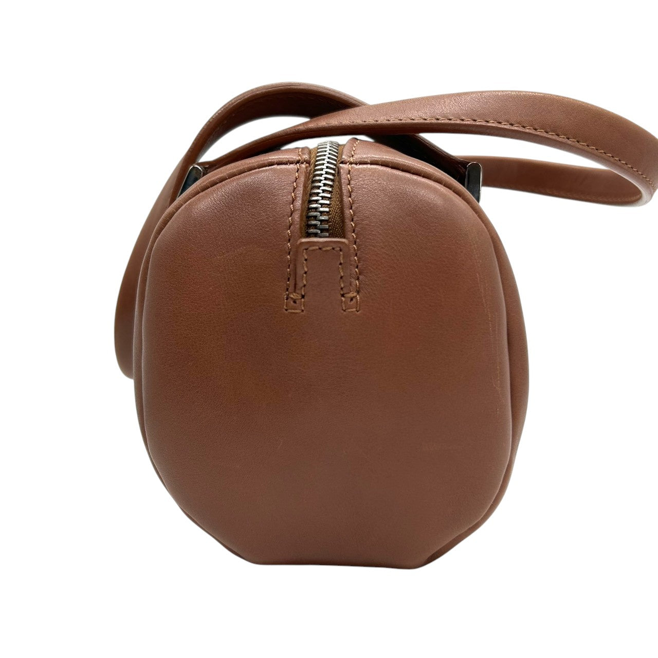 ヒロフ HIROFU ハンドバッグ ミニボストン ドラムバッグ 筒型 Hロゴ レザー 本革 ブラウン キャメル イタリア製 レディース コンパクト ミニバッグ ヴィンテージ クラシック レトロ シンプル カジュアル s94