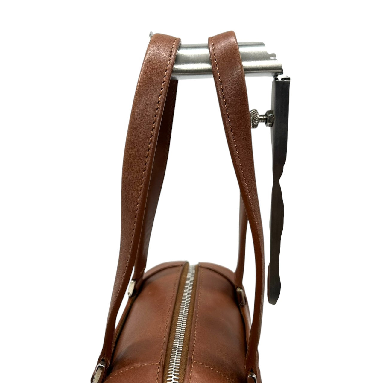 ヒロフ HIROFU ハンドバッグ ミニボストン ドラムバッグ 筒型 Hロゴ レザー 本革 ブラウン キャメル イタリア製 レディース コンパクト ミニバッグ ヴィンテージ クラシック レトロ シンプル カジュアル s94