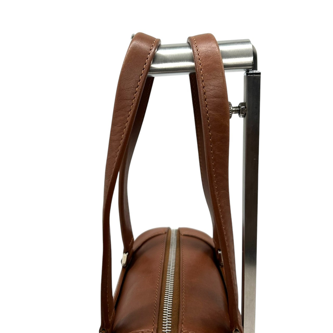 ヒロフ HIROFU ハンドバッグ ミニボストン ドラムバッグ 筒型 Hロゴ レザー 本革 ブラウン キャメル イタリア製 レディース コンパクト ミニバッグ ヴィンテージ クラシック レトロ シンプル カジュアル s94