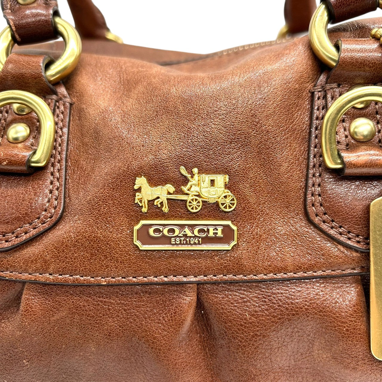 コーチ COACH マディソン サブリナ 2WAY ショルダーバッグ ハンドバッグ ボストンバッグ レザー 本革 ブラウン 茶色 12937 肩掛け ワンショルダー 自立可 ゴールド金具 馬車ロゴ レディース カジュアル 通勤 通学 お出かけ s2