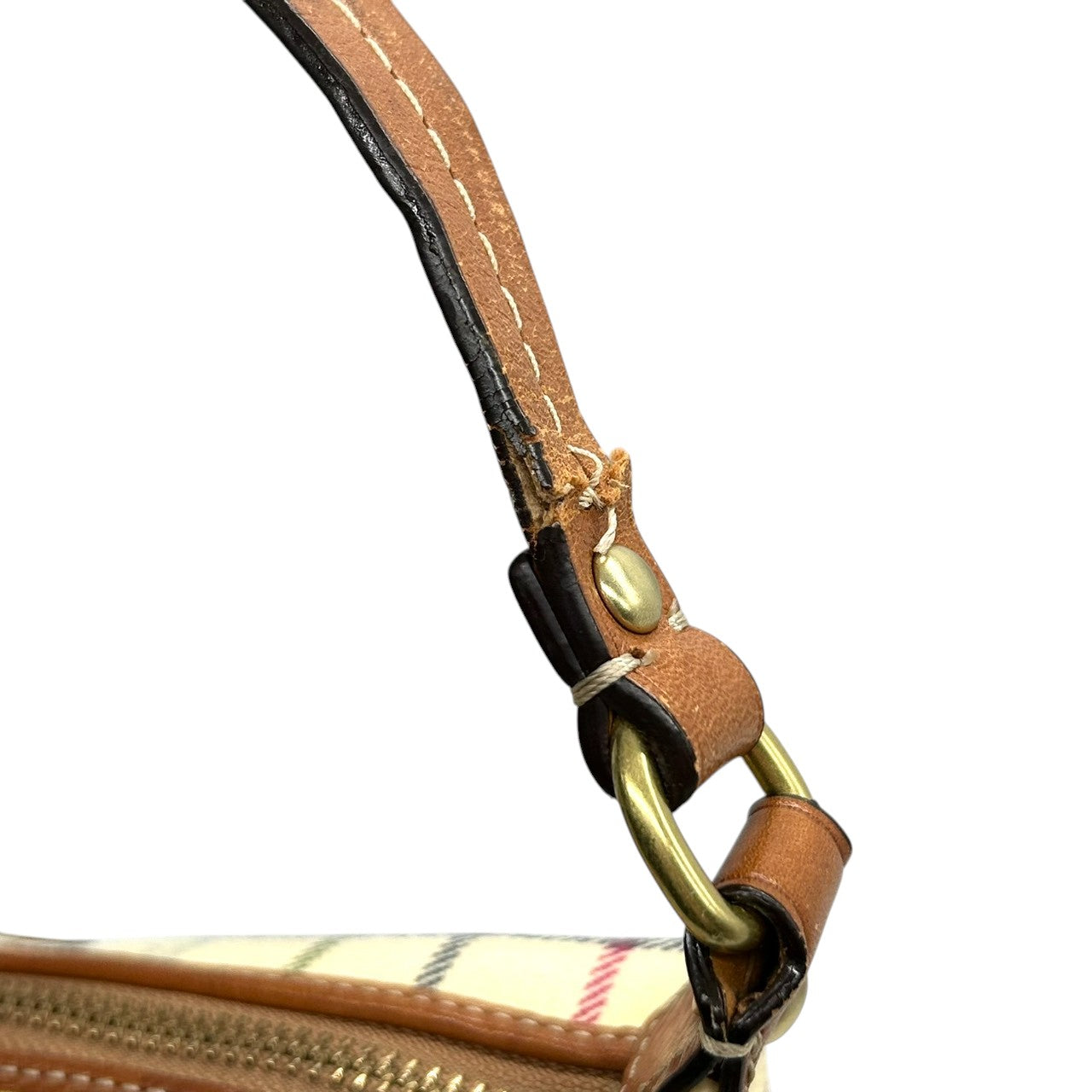 コーチ COACH タッターソール チェック柄 アクセサリーポーチ ハンドバッグ ミニバッグ 41879 マルチカラー PVC レザー 本革 ホワイト クリーム 系 馬車ロゴ ホースアンドキャリッジ 軽量 ランチトート サブバッグ レディース s2