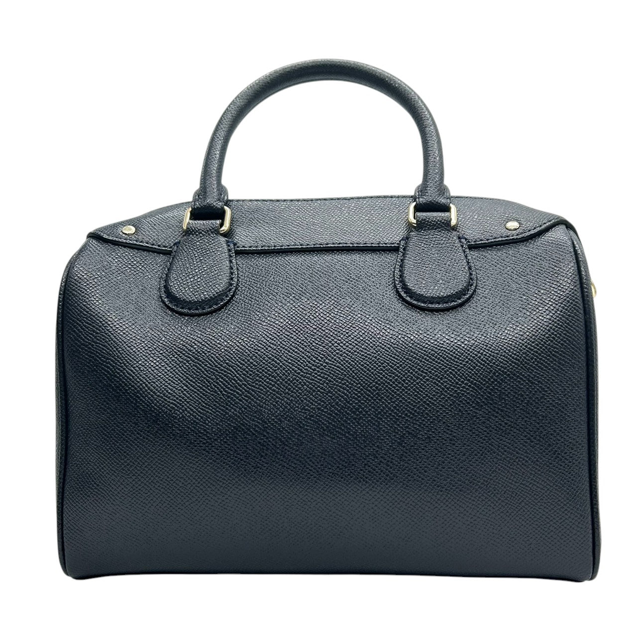 美品 コーチ COACH ミニ ベネット サッチェル 2WAY ショルダーバッグ ハンドバッグ ミニボストン F57521 クロスグレインレザー 本革 ネイビー 紺 ミッドナイト ゴールド金具 斜め掛け クロスボディ レディース 通勤 通学 E6