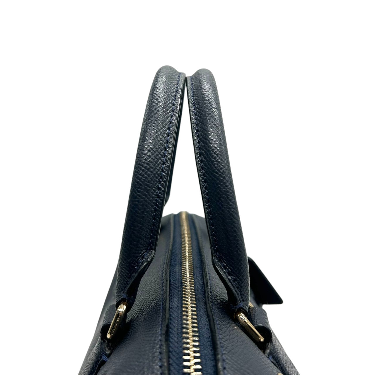 美品 コーチ COACH ミニ ベネット サッチェル 2WAY ショルダーバッグ ハンドバッグ ミニボストン F57521 クロスグレインレザー 本革 ネイビー 紺 ミッドナイト ゴールド金具 斜め掛け クロスボディ レディース 通勤 通学 E6