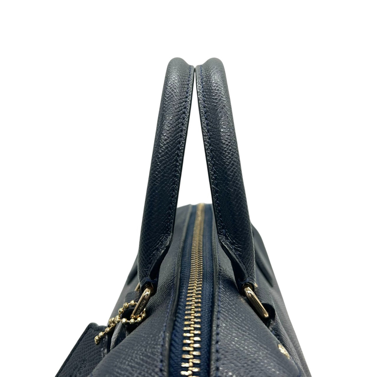 美品 コーチ COACH ミニ ベネット サッチェル 2WAY ショルダーバッグ ハンドバッグ ミニボストン F57521 クロスグレインレザー 本革 ネイビー 紺 ミッドナイト ゴールド金具 斜め掛け クロスボディ レディース 通勤 通学 E6