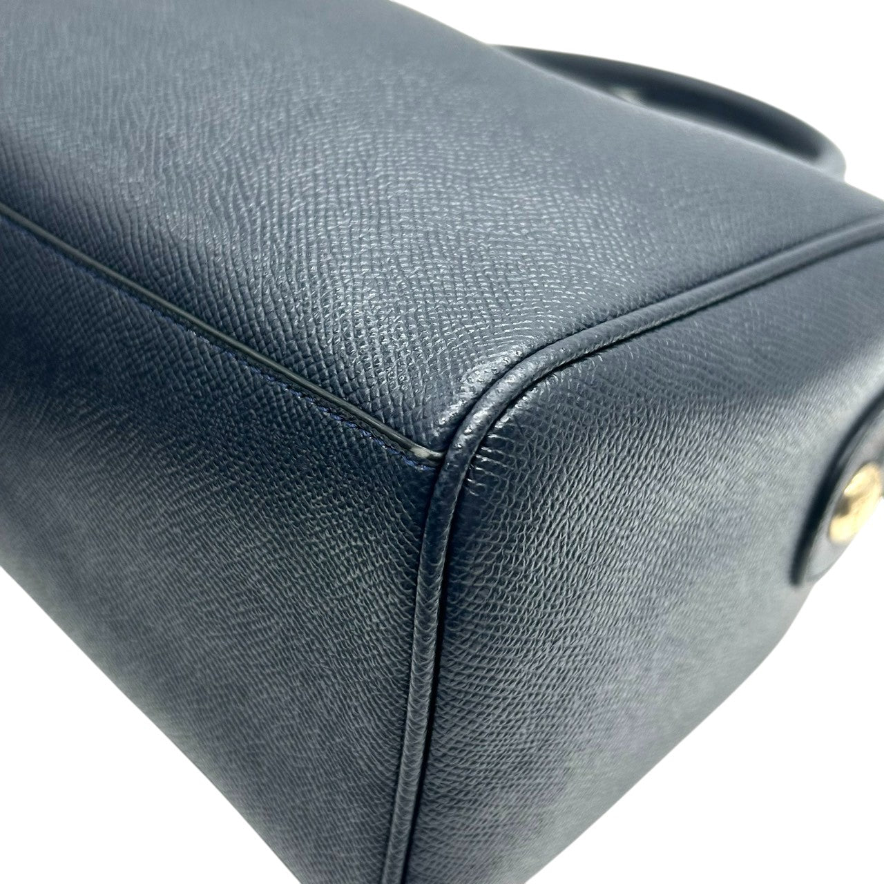 美品 コーチ COACH ミニ ベネット サッチェル 2WAY ショルダーバッグ ハンドバッグ ミニボストン F57521 クロスグレインレザー 本革 ネイビー 紺 ミッドナイト ゴールド金具 斜め掛け クロスボディ レディース 通勤 通学 E6