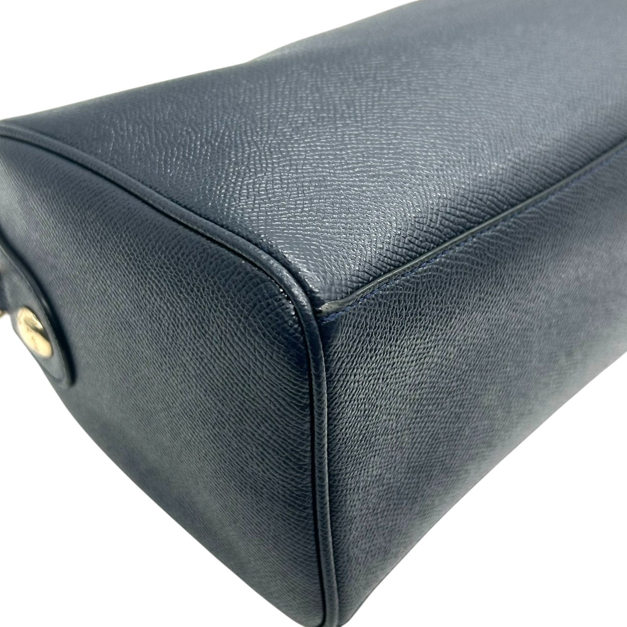 美品 コーチ COACH ミニ ベネット サッチェル 2WAY ショルダーバッグ ハンドバッグ ミニボストン F57521 クロスグレインレザー 本革 ネイビー 紺 ミッドナイト ゴールド金具 斜め掛け クロスボディ レディース 通勤 通学 E6