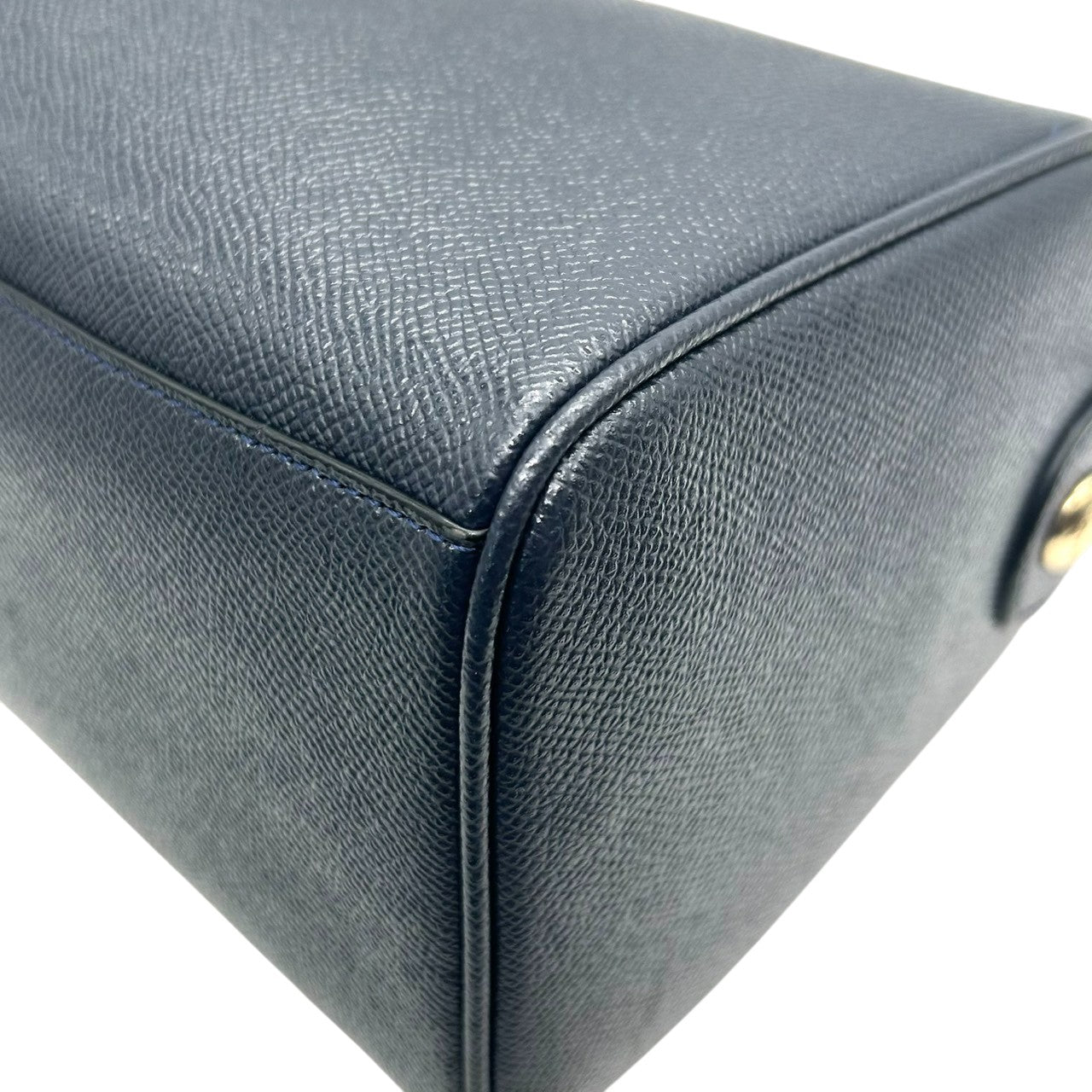 美品 コーチ COACH ミニ ベネット サッチェル 2WAY ショルダーバッグ ハンドバッグ ミニボストン F57521 クロスグレインレザー 本革 ネイビー 紺 ミッドナイト ゴールド金具 斜め掛け クロスボディ レディース 通勤 通学 E6