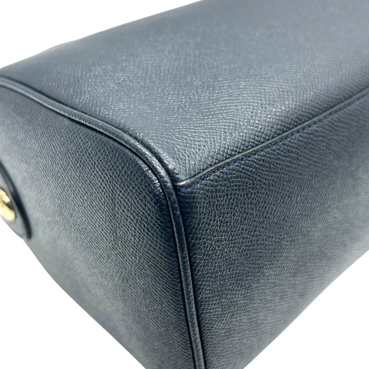 美品 コーチ COACH ミニ ベネット サッチェル 2WAY ショルダーバッグ ハンドバッグ ミニボストン F57521 クロスグレインレザー 本革 ネイビー 紺 ミッドナイト ゴールド金具 斜め掛け クロスボディ レディース 通勤 通学 E6