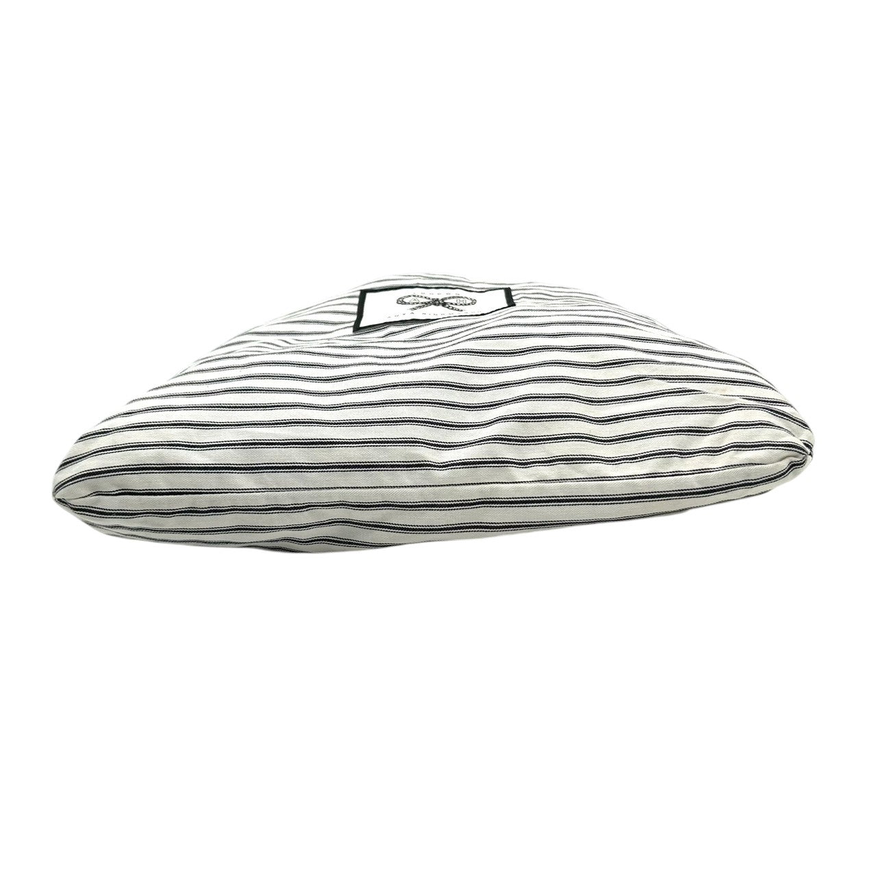 【美品】アニヤハインドマーチ ANYA HINDMARCH トートバッグ エコバッグ ショッピングバッグ 肩掛け A4収納可 キャンバス コットン ストライプ ボーダー アイボリー ブラック リボン ロゴ 刺繍 ロンドン レディース 軽量 薄型 スリム E8