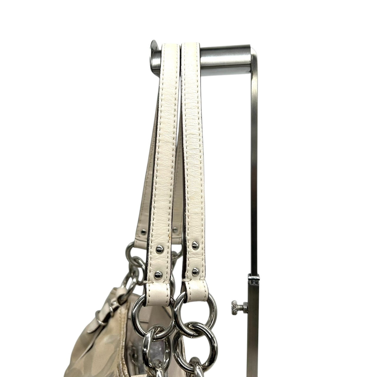 コーチ COACH アレクサンドラ 16233 マディソン オプアート トートバッグ ショルダーバッグ キャンバス レザー ベージュ アイボリー チェーン レディース 肩掛け ワンショルダー 大容量 エレガント ロゴ 鞄 カバン 通勤 通学 E8