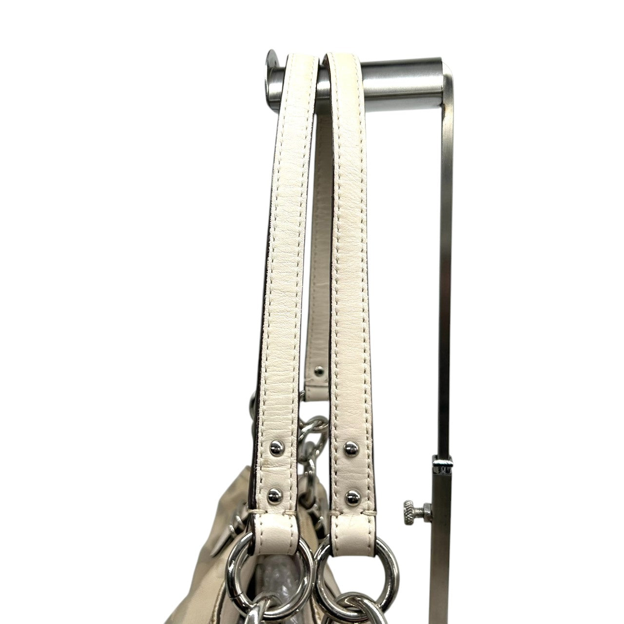 コーチ COACH アレクサンドラ 16233 マディソン オプアート トートバッグ ショルダーバッグ キャンバス レザー ベージュ アイボリー チェーン レディース 肩掛け ワンショルダー 大容量 エレガント ロゴ 鞄 カバン 通勤 通学 E8