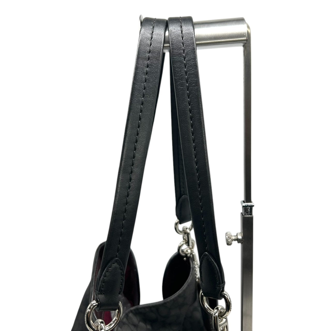 極 美品 コーチ COACH ダルトン 31 Dalton 79697 トートバッグ ショルダーバッグ シグネチャー キャンバス レザー ブラック グレー チェーン レディース 肩掛け A4収納可 鞄 s99