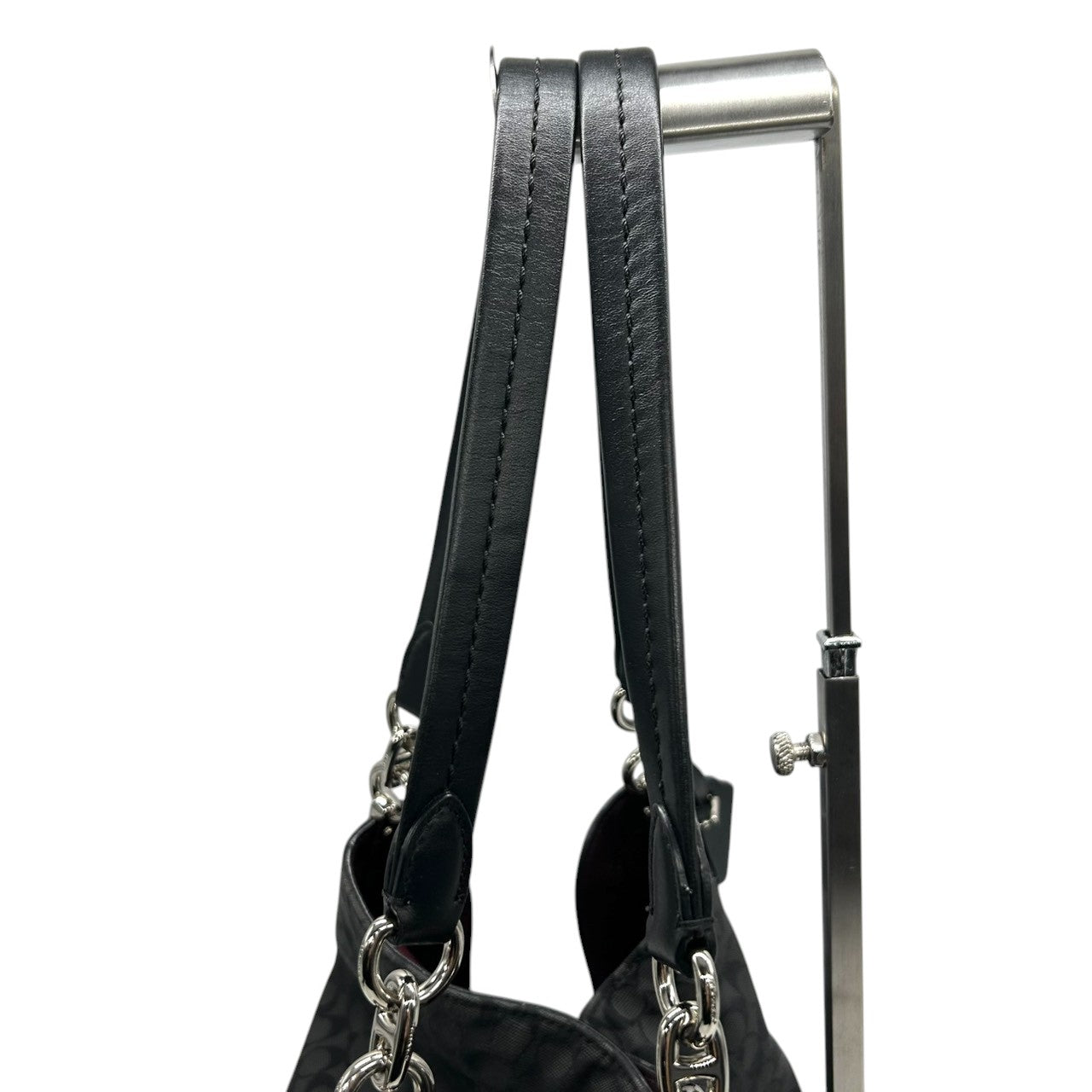 極 美品 コーチ COACH ダルトン 31 Dalton 79697 トートバッグ ショルダーバッグ シグネチャー キャンバス レザー ブラック グレー チェーン レディース 肩掛け A4収納可 鞄 s99