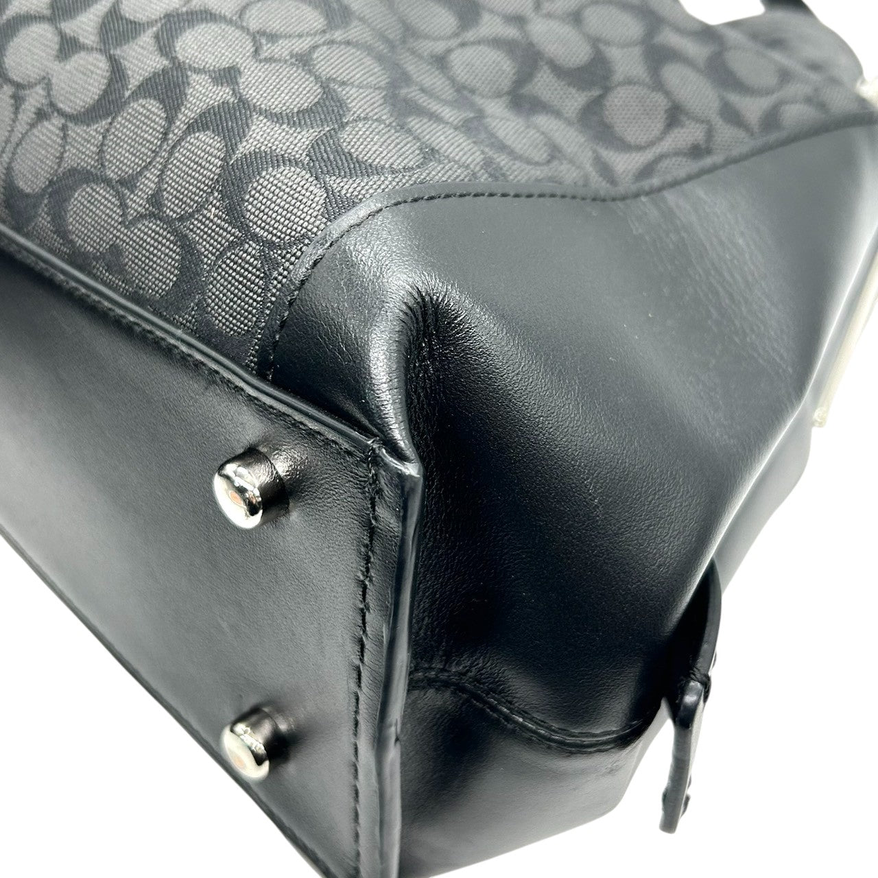 極 美品 コーチ COACH ダルトン 31 Dalton 79697 トートバッグ ショルダーバッグ シグネチャー キャンバス レザー ブラック グレー チェーン レディース 肩掛け A4収納可 鞄 s99