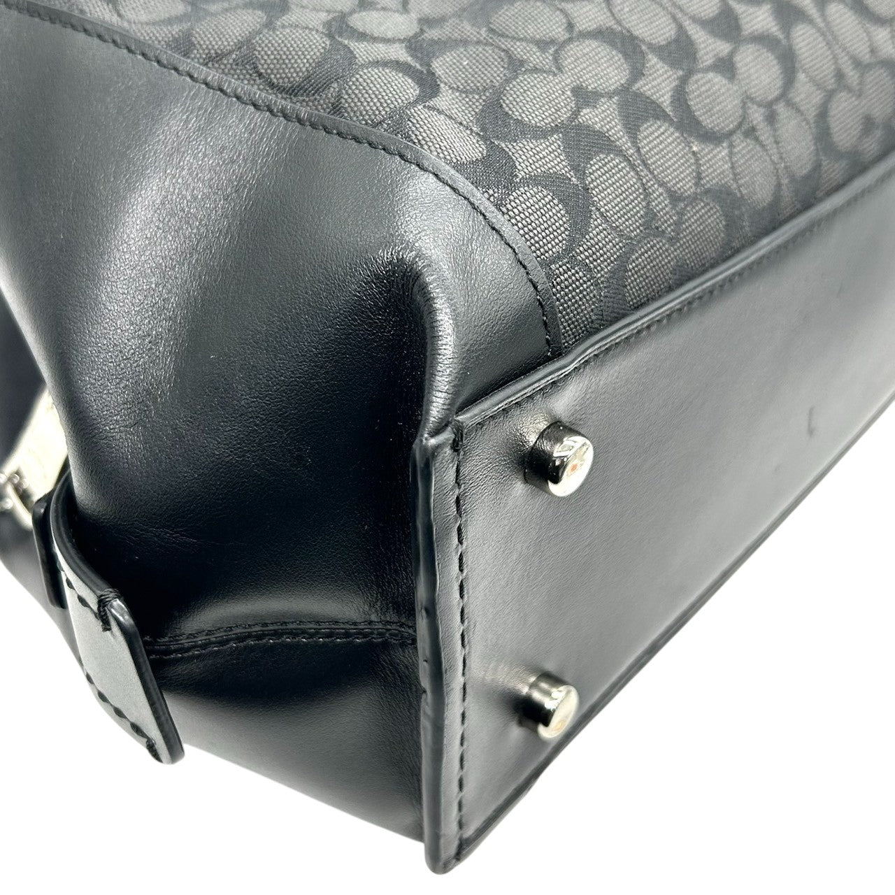 極 美品 コーチ COACH ダルトン 31 Dalton 79697 トートバッグ ショルダーバッグ シグネチャー キャンバス レザー ブラック グレー チェーン レディース 肩掛け A4収納可 鞄 s99