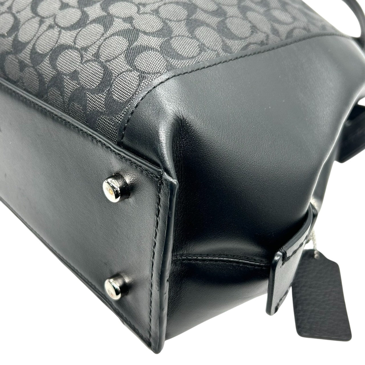 極 美品 コーチ COACH ダルトン 31 Dalton 79697 トートバッグ ショルダーバッグ シグネチャー キャンバス レザー ブラック グレー チェーン レディース 肩掛け A4収納可 鞄 s99