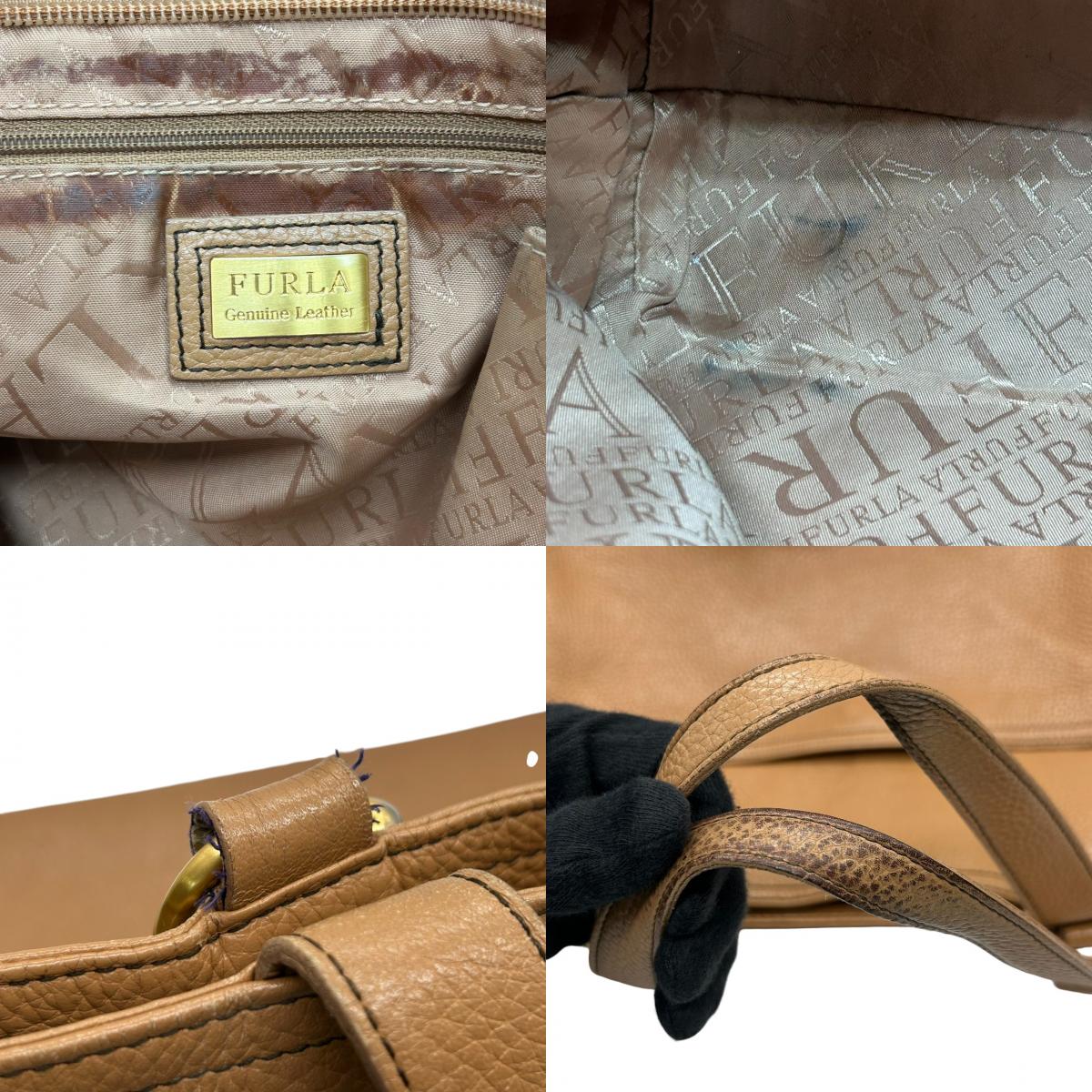 フルラ FURLA トートバッグ ハンドバッグ ショルダーバッグ 2WAY 斜め掛け可 レザー 本革 シボ革 ベージュ キャメル ライトブラウン シンプル ゴールド金具 ロゴ レディース 肩掛け クロスボディ 大容量 通勤 通学 鞄 カバン s99