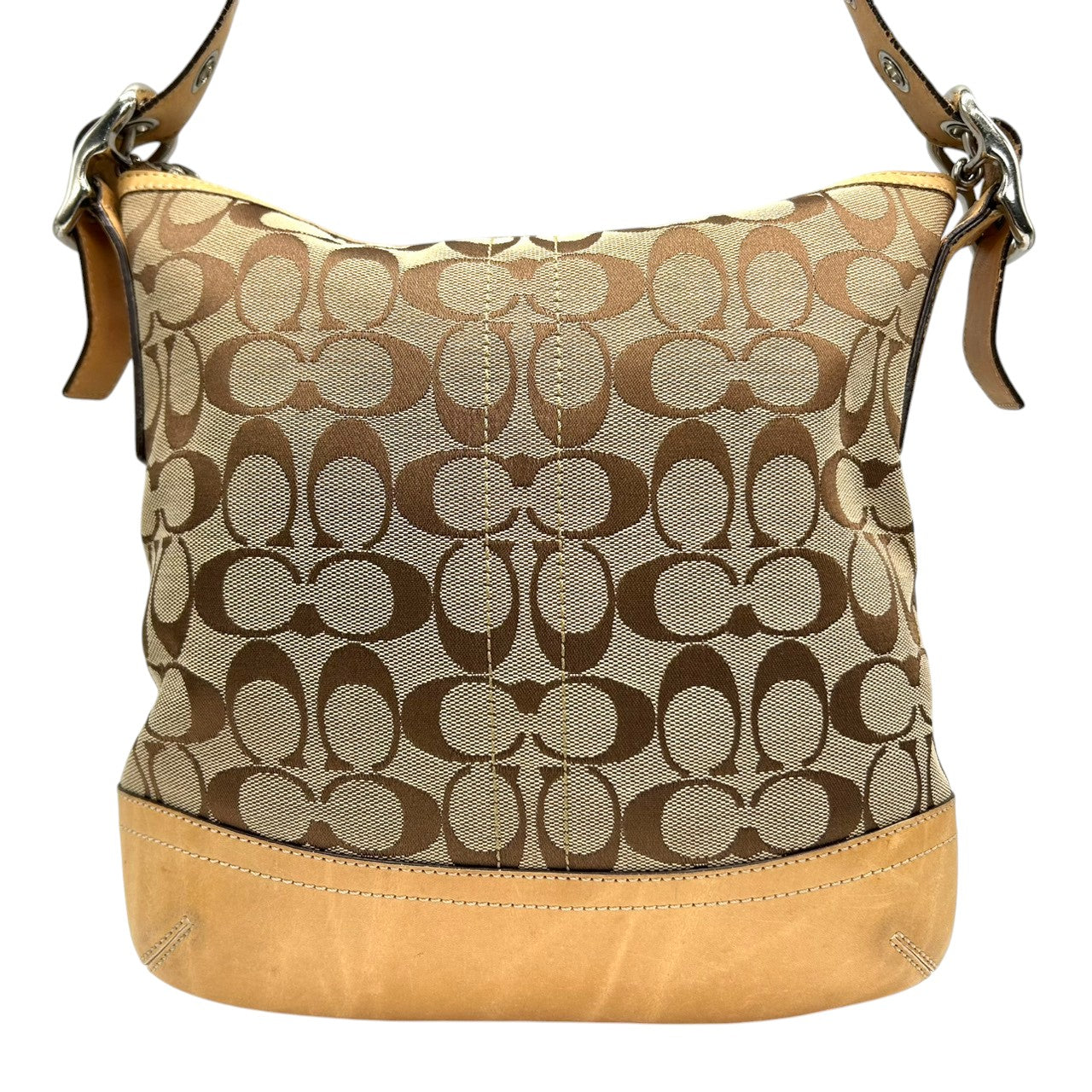 コーチ COACH シグネチャー ショルダーバッグ 9362 斜め掛け可 クロスボディ キャンバス レザー 本革 ベージュ ブラウン 茶 タッセル チャーム付 レディース 肩掛け ポシェット カジュアル 軽量 旅行 鞄 カバン s85