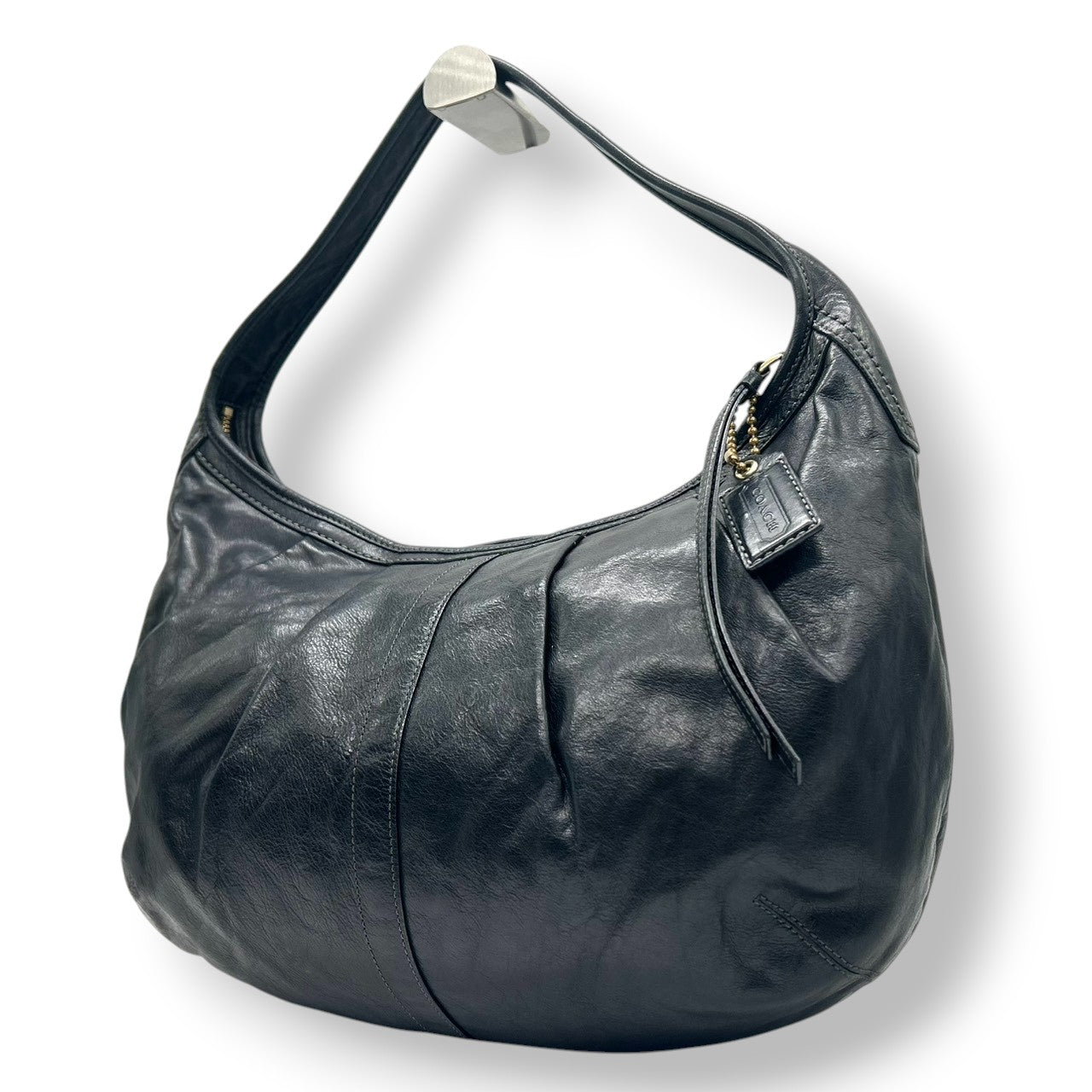 美品 コーチ COACH パーカー Parker 12236 ショルダーバッグ ハンドバッグ ホーボー ワンショルダー レザー 本革 ブラック 黒 プリーツ 肩掛け A4収納可 大容量 軽量 通勤 通学 鞄 カバン s90