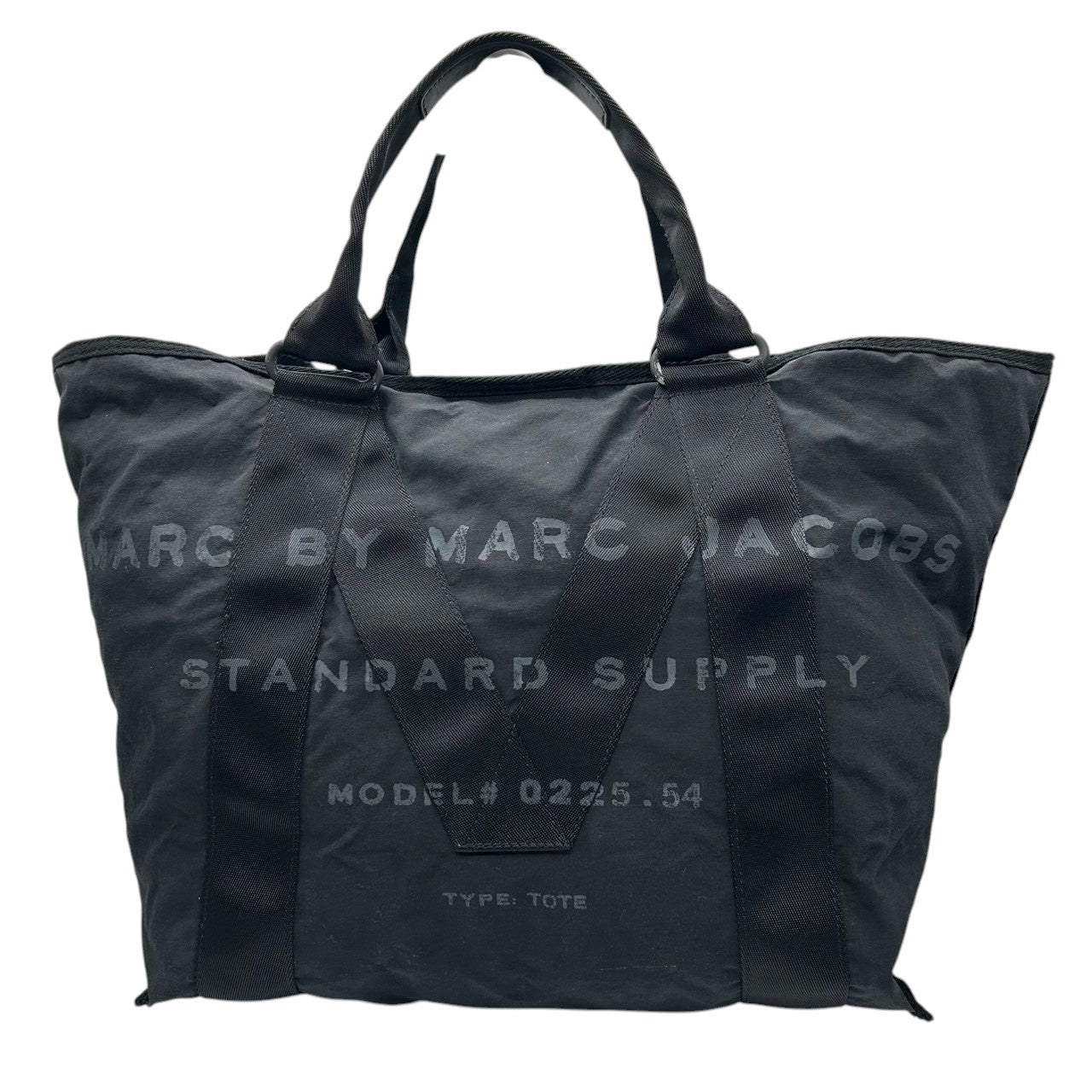 美品 マークバイマークジェイコブス STANDARD SUPPLY トートバッグ ハンドバッグ キャンバス ブラック 黒 ビッグロゴ 軽量 大容量 A4収納可 マザーズバッグ 旅行 ジム ユニセックス 肩掛け レディース メンズ 鞄 カバン X