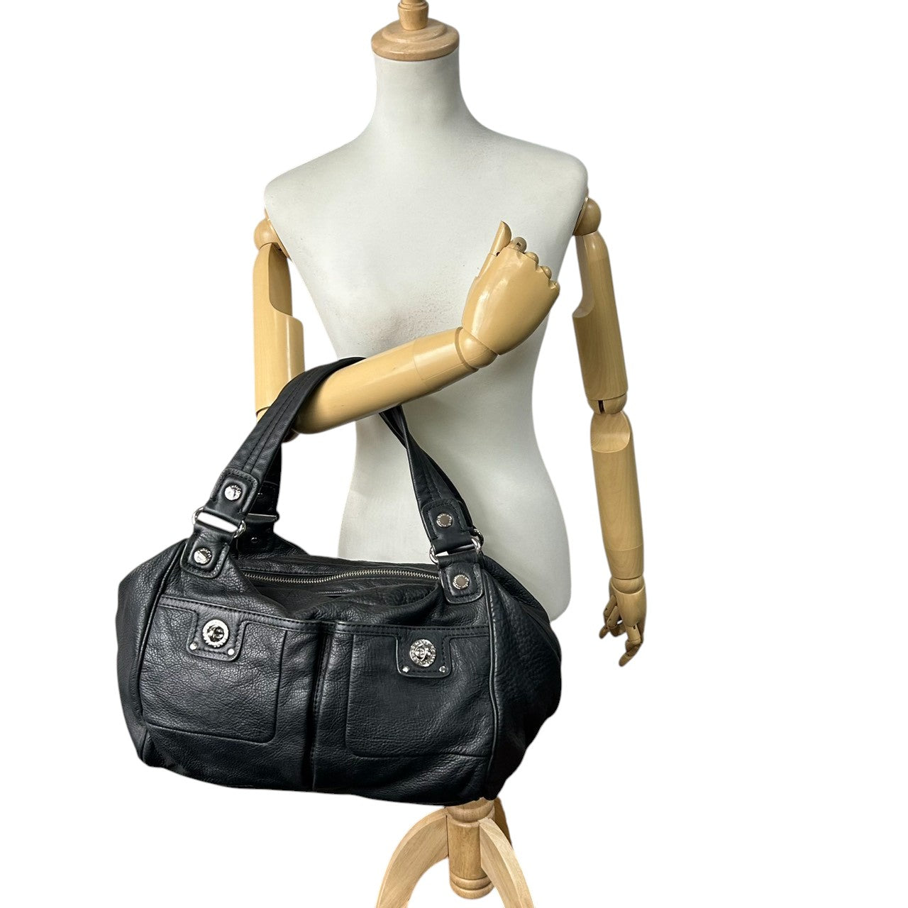 美品 マークバイマークジェイコブス Dr.Q Groovee グルービー ハンドバッグ ボストンバッグ レザー 本革 ブラック 黒 シルバー金具 肩掛け ワンショルダー 大容量 通勤 通学 鞄 カバン s57 Y2K 00s vintage