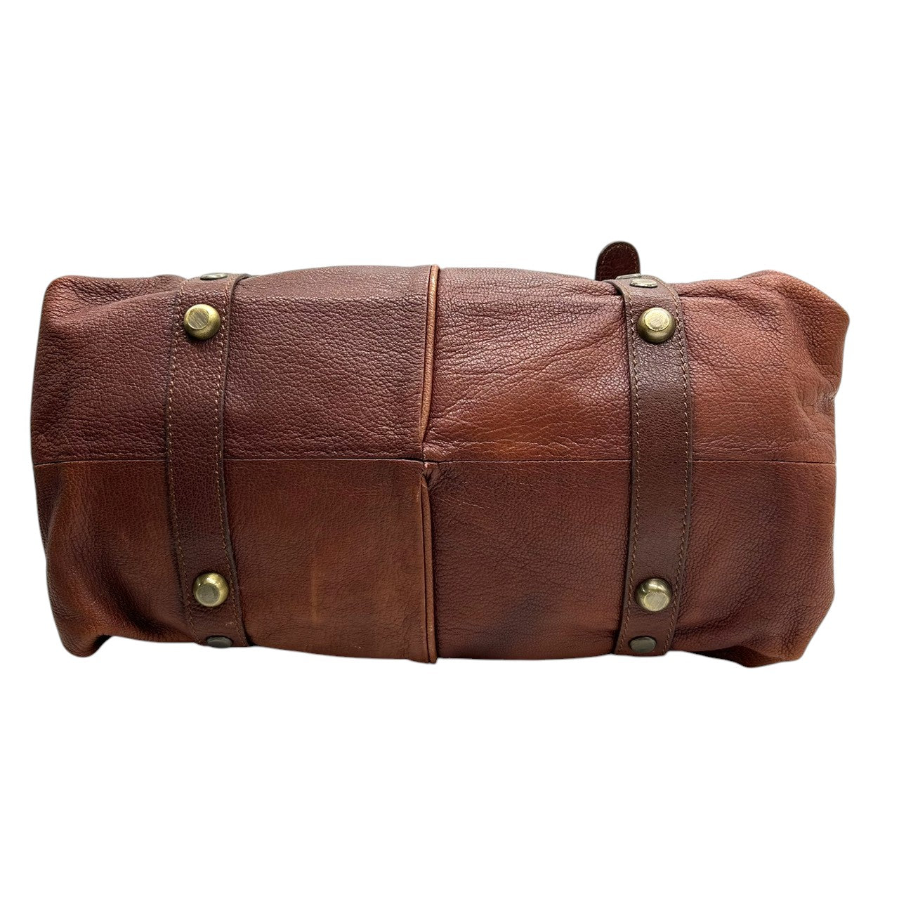 バイオレットハンガー Violet Hanger ハンドバッグ トートバッグ レザー 本革 ブラウン 茶 ゴールド金具 プレートチャーム付 スタッズ Dリング レディース マチ広 収納力 廃盤 希少 レア レトロ ビンテージ調 鞄 カバン s46