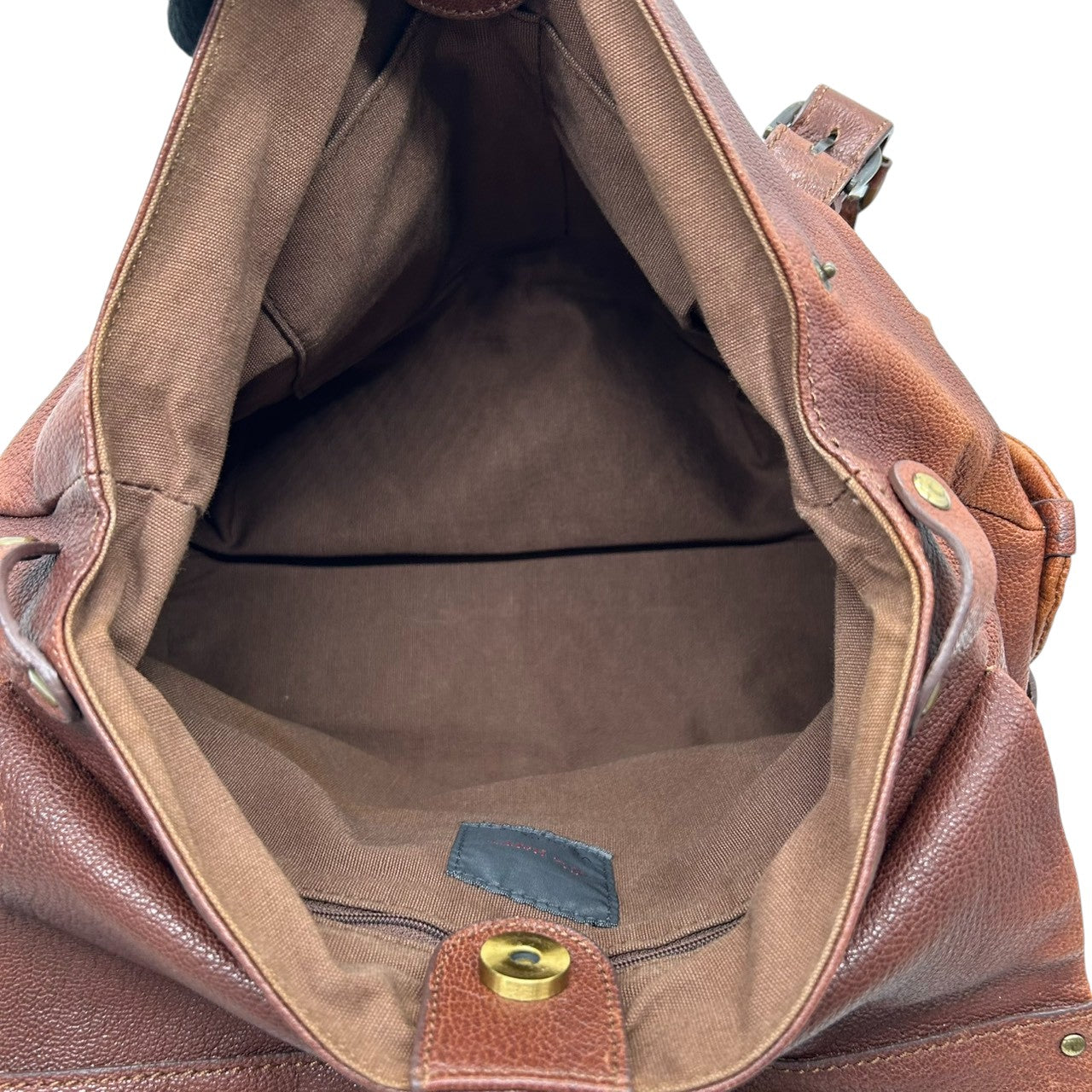 バイオレットハンガー Violet Hanger ハンドバッグ トートバッグ レザー 本革 ブラウン 茶 ゴールド金具 プレートチャーム付 スタッズ Dリング レディース マチ広 収納力 廃盤 希少 レア レトロ ビンテージ調 鞄 カバン s46