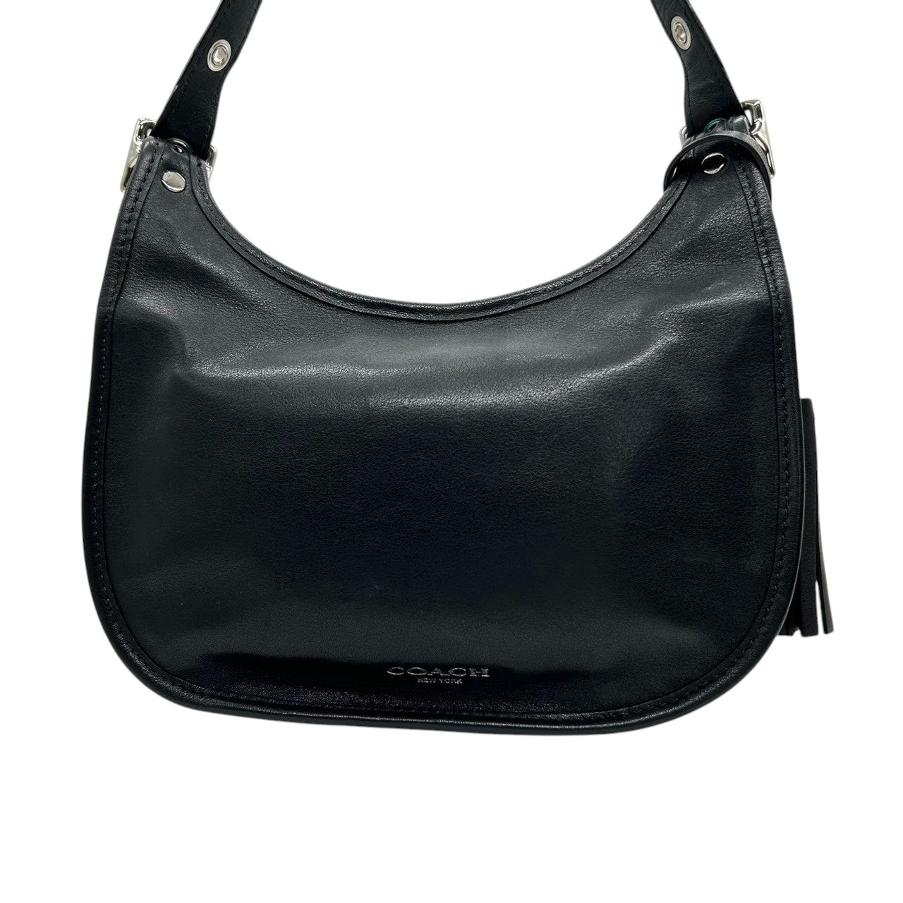 美品 コーチ COACH レガシー アーカイバル ランブラー 19925 ショルダーバッグ 斜め掛け可 レザー 本革 ダブルターンロック タッセル フリンジ 黒 ブラック オールドコーチ Y2K 00s vintage archive s46