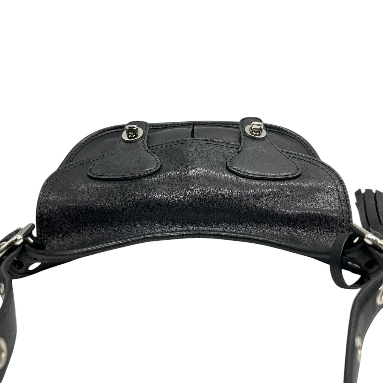 美品 コーチ COACH レガシー アーカイバル ランブラー 19925 ショルダーバッグ 斜め掛け可 レザー 本革 ダブルターンロック タッセル フリンジ 黒 ブラック オールドコーチ Y2K 00s vintage archive s46