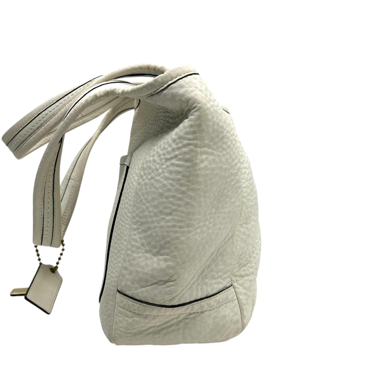 美品 コーチ COACH エルゴ 11615 トートバッグ ショルダーバッグ レザー 本革 ホワイト 白 アイボリー レガシーストライプ 裏地 肩掛け ワンショルダー 軽量 シボ革 上品 レディース 鞄 カバン 通勤 通学 s46