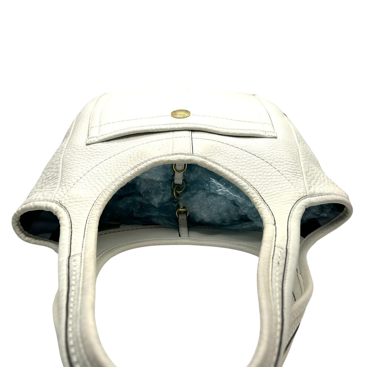 美品 コーチ COACH エルゴ 11615 トートバッグ ショルダーバッグ レザー 本革 ホワイト 白 アイボリー レガシーストライプ 裏地 肩掛け ワンショルダー 軽量 シボ革 上品 レディース 鞄 カバン 通勤 通学 s46