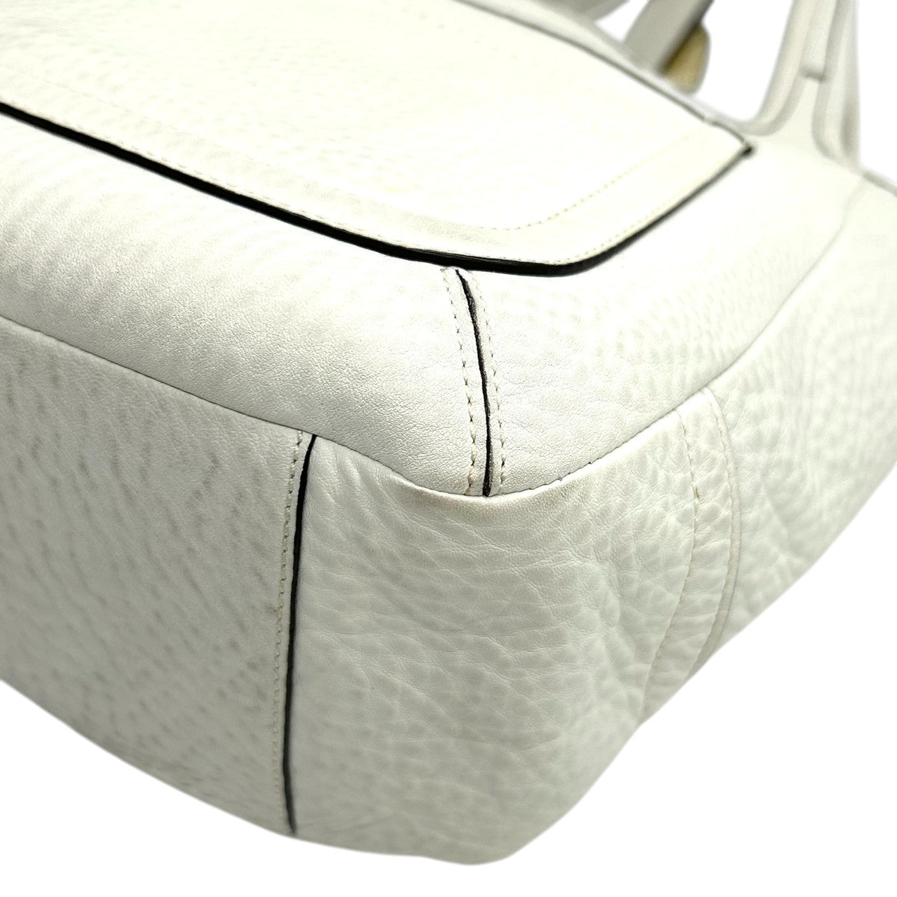 美品 コーチ COACH エルゴ 11615 トートバッグ ショルダーバッグ レザー 本革 ホワイト 白 アイボリー レガシーストライプ 裏地 肩掛け ワンショルダー 軽量 シボ革 上品 レディース 鞄 カバン 通勤 通学 s46