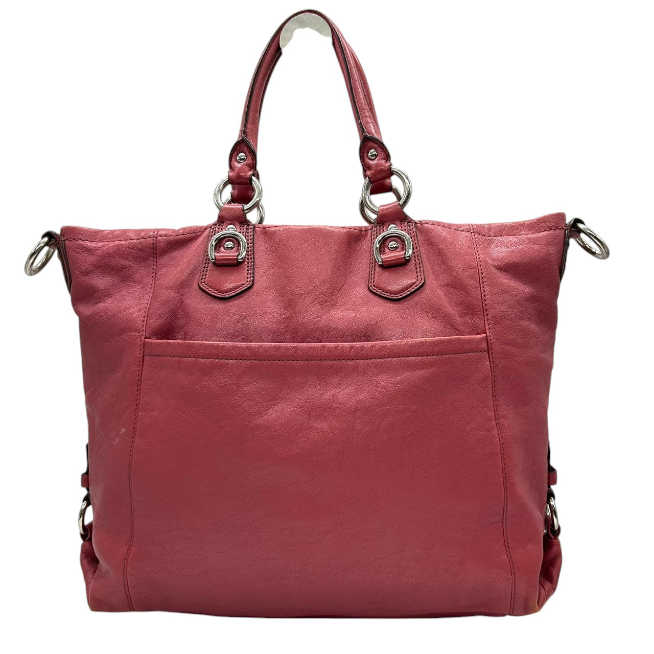 コーチ COACH アシュレイ Ashley F15444 2WAY ショルダーバッグ ハンドバッグ トートバッグ 斜め掛け可 レザー 本革 ピンク ローズ シルバー金具 筆記体ロゴ レディース 肩掛け ワンショルダー 華やか フェミニン 鞄 カバン s46