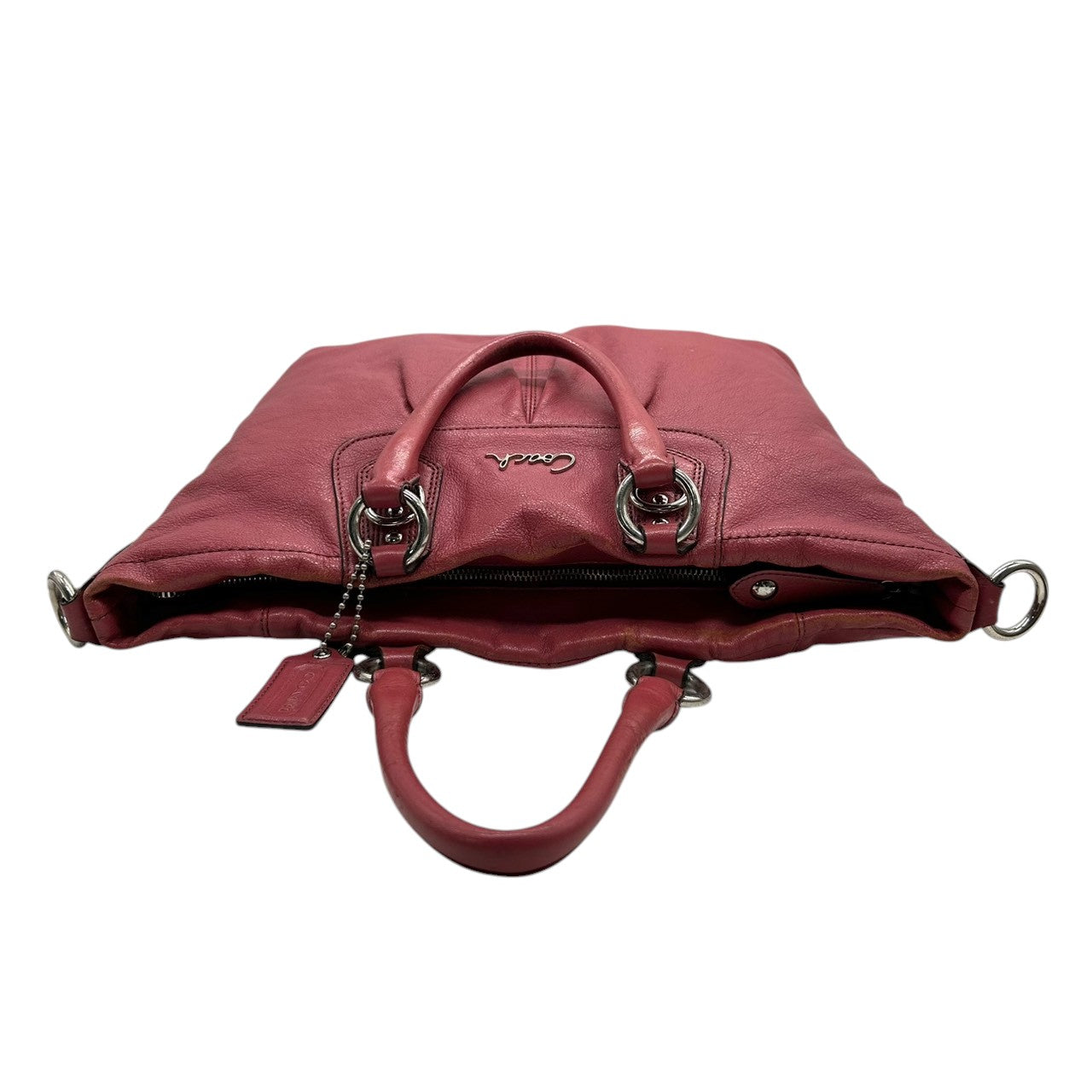 コーチ COACH アシュレイ Ashley F15444 2WAY ショルダーバッグ ハンドバッグ トートバッグ 斜め掛け可 レザー 本革 ピンク ローズ シルバー金具 筆記体ロゴ レディース 肩掛け ワンショルダー 華やか フェミニン 鞄 カバン s46