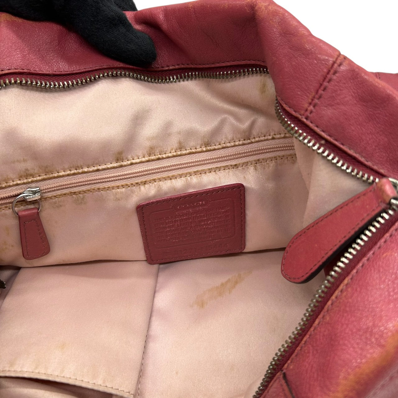 コーチ COACH アシュレイ Ashley F15444 2WAY ショルダーバッグ ハンドバッグ トートバッグ 斜め掛け可 レザー 本革 ピンク ローズ シルバー金具 筆記体ロゴ レディース 肩掛け ワンショルダー 華やか フェミニン 鞄 カバン s46