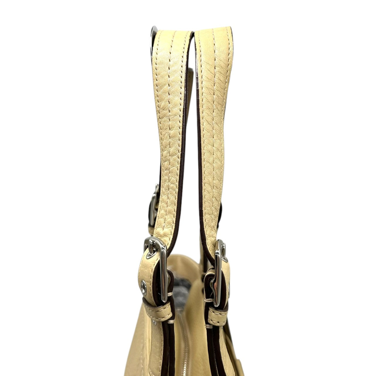 美品 コーチ COACH ブリーカー F13089 トートバッグ ショルダーバッグ レザー 本革 ベージュ クリーム アイボリー 肩掛け ワンショルダー A4収納可 シンプル エレガント バックル レディース 通勤 通学 鞄 カバン U7