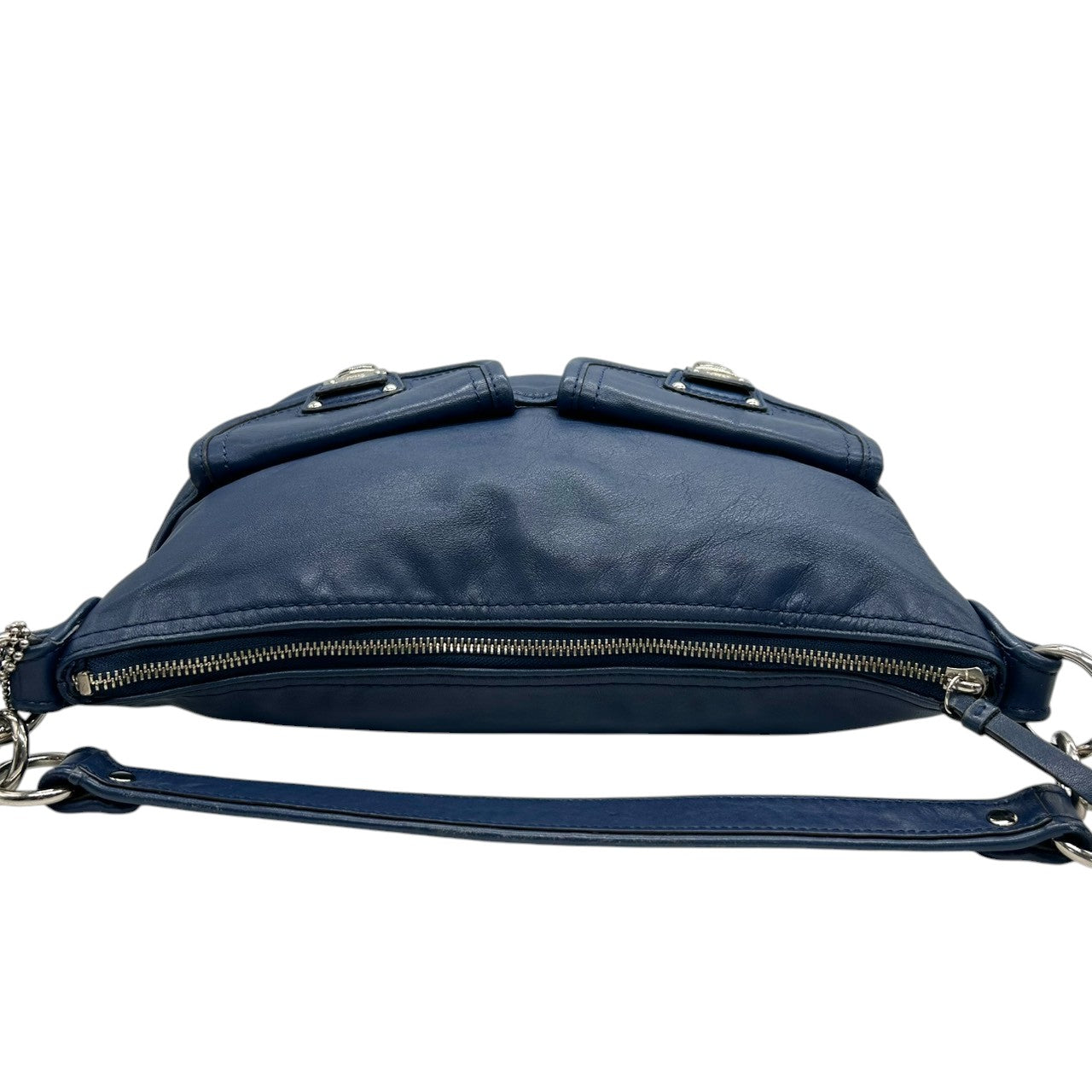 コーチ COACH パーク レザー ホーボー F23531 2WAY ショルダーバッグ ハンドバッグ 斜め掛け可 本革 ネイビー 紺 ブルー ダブルポケット シルバー金具 レディース 肩掛け ワンショルダー A4収納可 通勤 通学 鞄 カバン s38