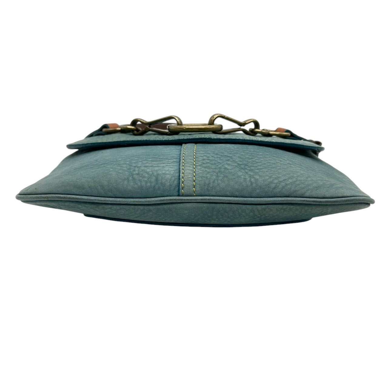 コーチ COACH 9387 ショルダーバッグ ワンショルダー ヌバック レザー 本革 ブルー ターコイズ 青 リング金具 チェーン 肩掛け ビンテージ レトロ 裏地ライムグリーン ネオンカラー レディース 鞄 カバン 希少 s38