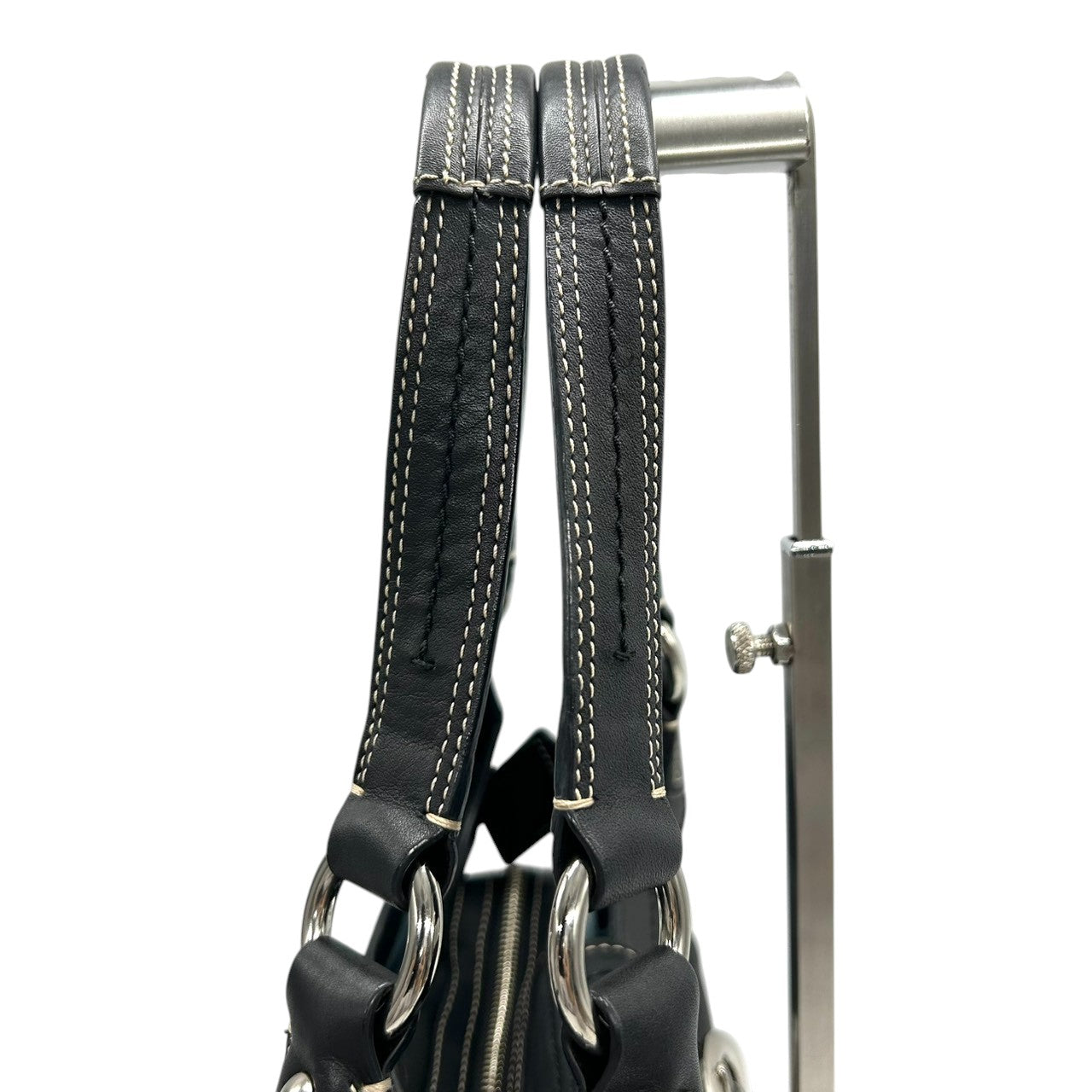 コーチ COACH ソーホー レザー ホーボー F15527 ショルダーバッグ ハンドバッグ 本革 ブラック 黒 ホワイトステッチ バックル ベルト シルバー金具 レディース 肩掛け ワンショルダー 通勤 通学 鞄 カバン エレガント s38