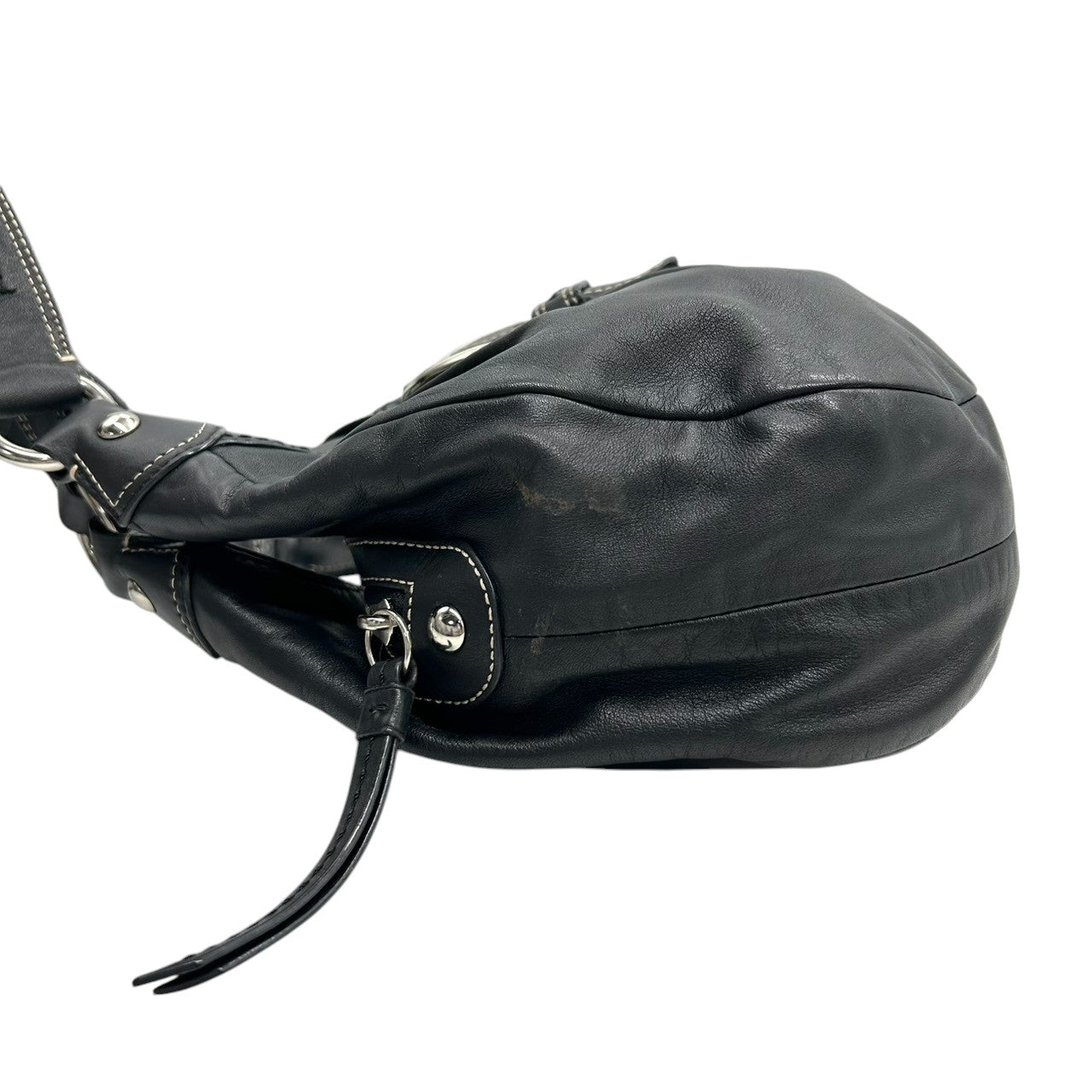 コーチ COACH ソーホー レザー ホーボー F15527 ショルダーバッグ ハンドバッグ 本革 ブラック 黒 ホワイトステッチ バックル ベルト シルバー金具 レディース 肩掛け ワンショルダー 通勤 通学 鞄 カバン エレガント s38