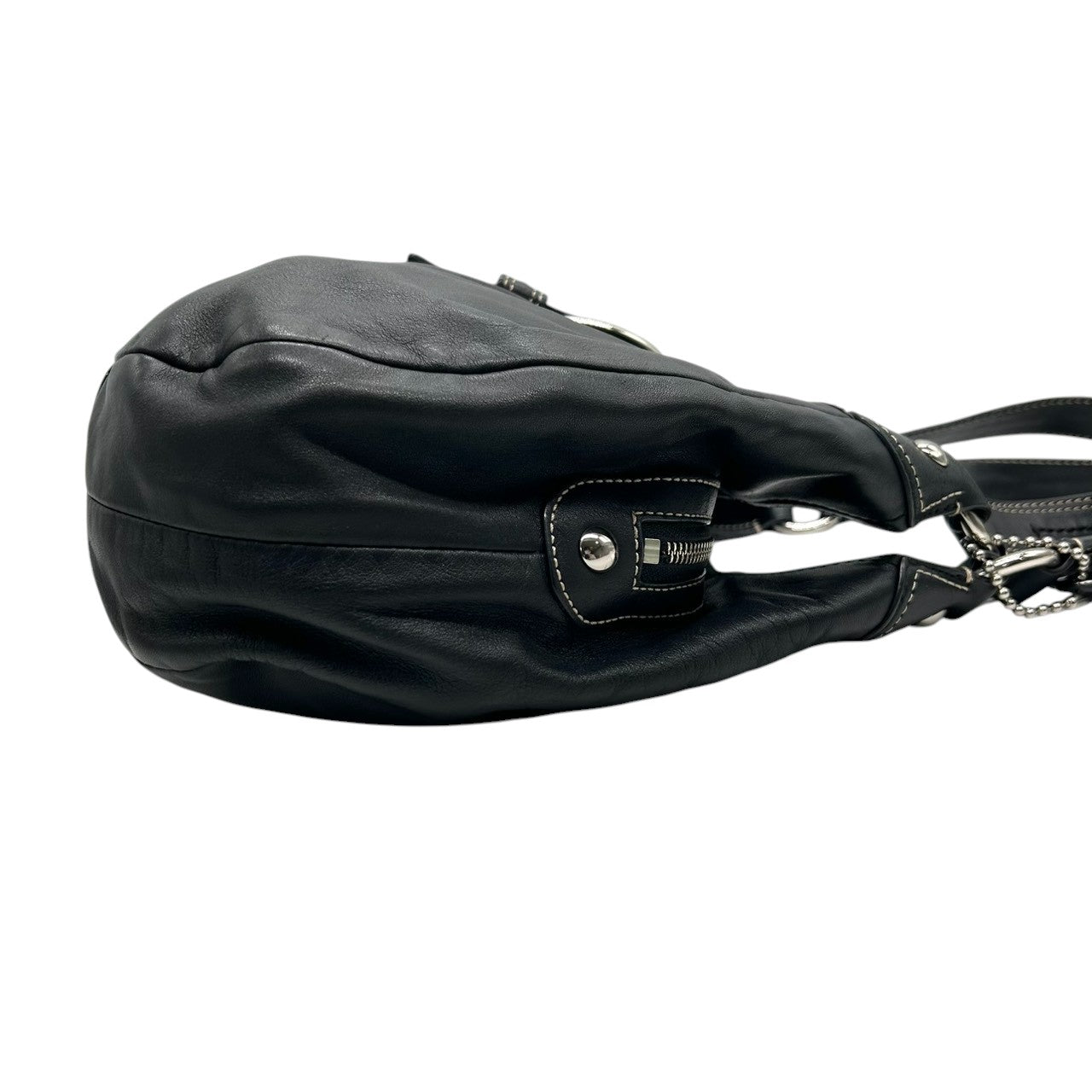 コーチ COACH ソーホー レザー ホーボー F15527 ショルダーバッグ ハンドバッグ 本革 ブラック 黒 ホワイトステッチ バックル ベルト シルバー金具 レディース 肩掛け ワンショルダー 通勤 通学 鞄 カバン エレガント s38