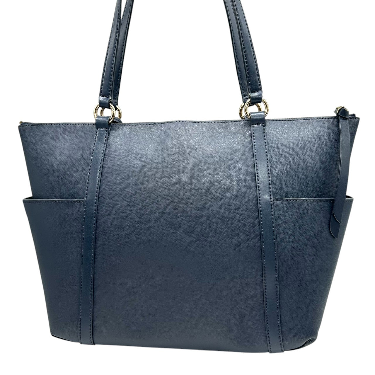 マイケルコース MICHAEL KORS トートバッグ ショルダーバッグ 肩掛け PVC サフィアーノ調 ネイビー 紺 MKロゴ チャーム タッセル A4収納可 大容量 通勤 通学 ビジネス シンプル 機能的 レディース 鞄 カバン s38