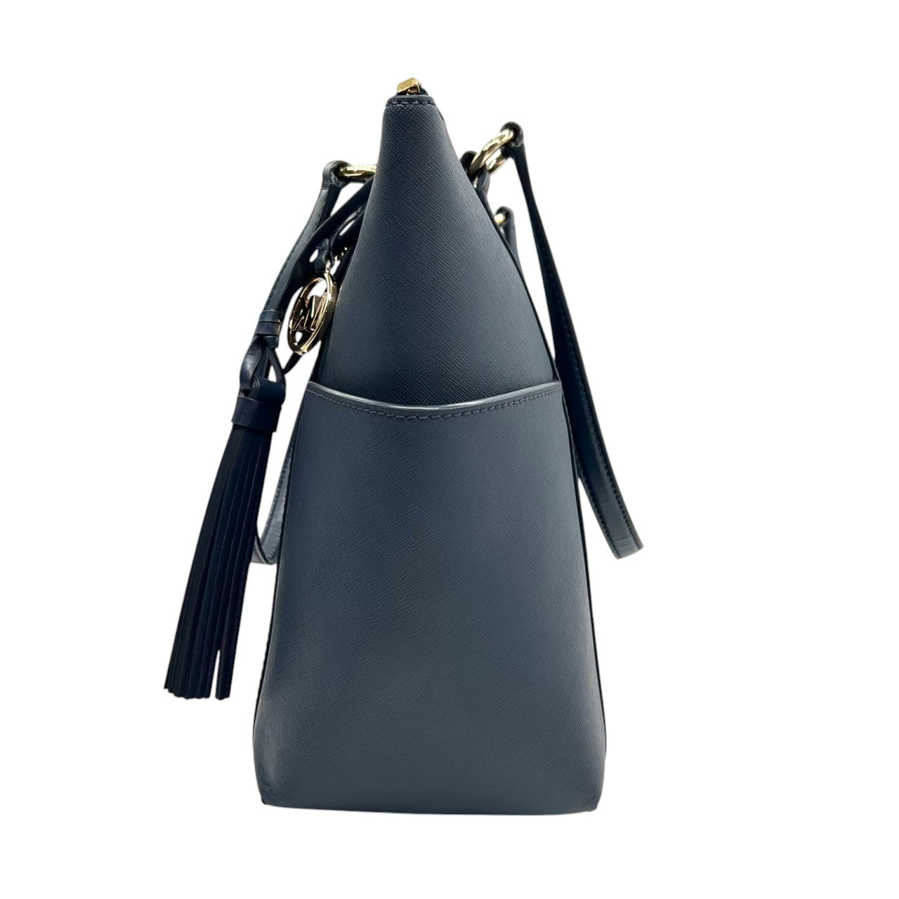 マイケルコース MICHAEL KORS トートバッグ ショルダーバッグ 肩掛け PVC サフィアーノ調 ネイビー 紺 MKロゴ チャーム タッセル A4収納可 大容量 通勤 通学 ビジネス シンプル 機能的 レディース 鞄 カバン s38