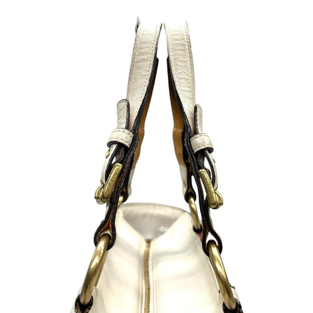 コーチ COACH トートバッグ ワンショルダー ハンプトンズ ウィークエンド パッチワーク フラワー 花柄 アップリケ レザー スエード ホワイト マルチカラー 10509 レディース 希少 レア ヴィンテージ s74