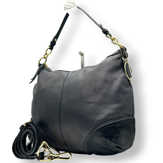 【美品】コーチ COACH ショルダーバッグ ワンショルダー ホーボー 2WAY 斜め掛け可 F21967 レザー 本革 ブラック 黒 ゴールド金具 レディース 通勤 通学 シンプル エレガント s74