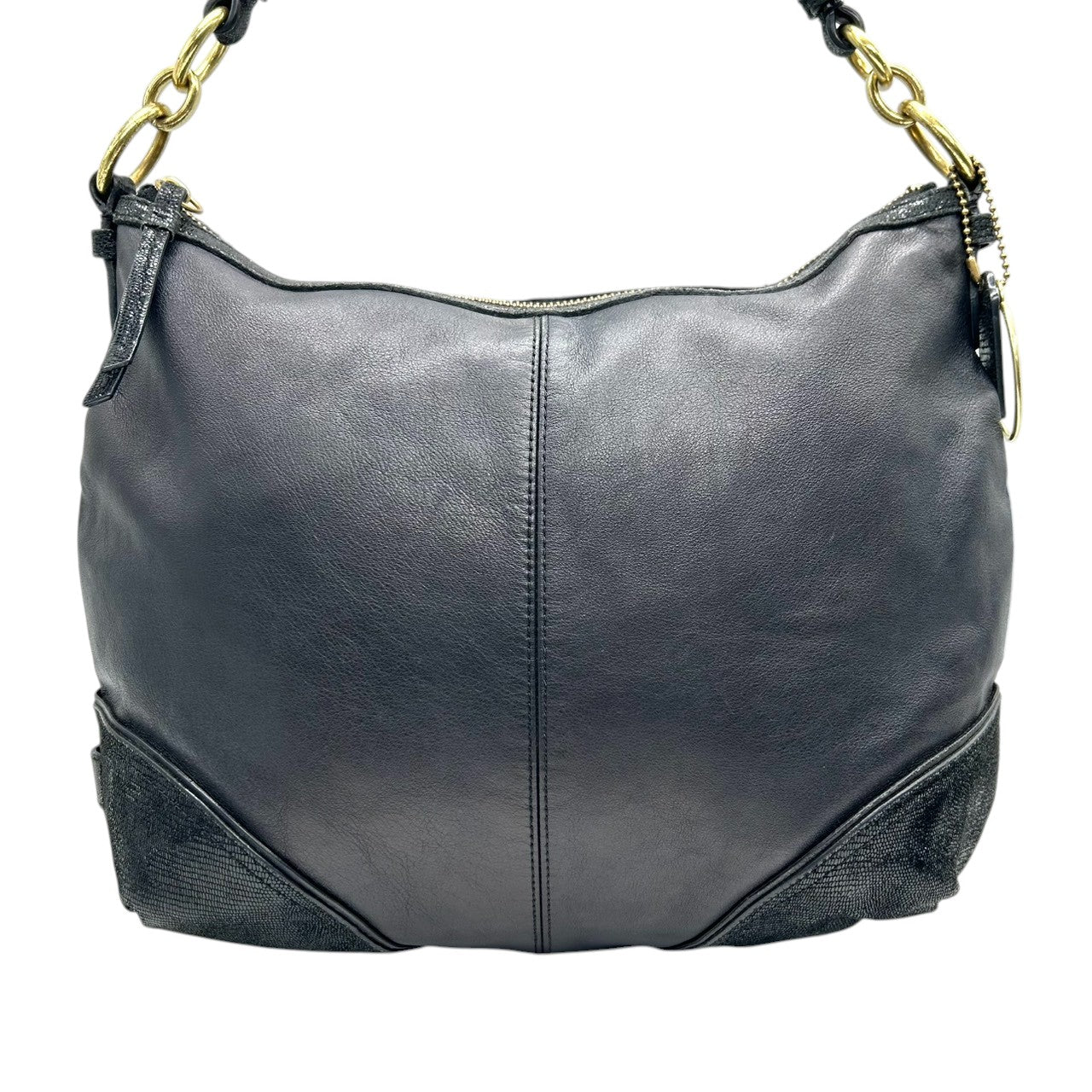 【美品】コーチ COACH ショルダーバッグ ワンショルダー ホーボー 2WAY 斜め掛け可 F21967 レザー 本革 ブラック 黒 ゴールド金具 レディース 通勤 通学 シンプル エレガント s74