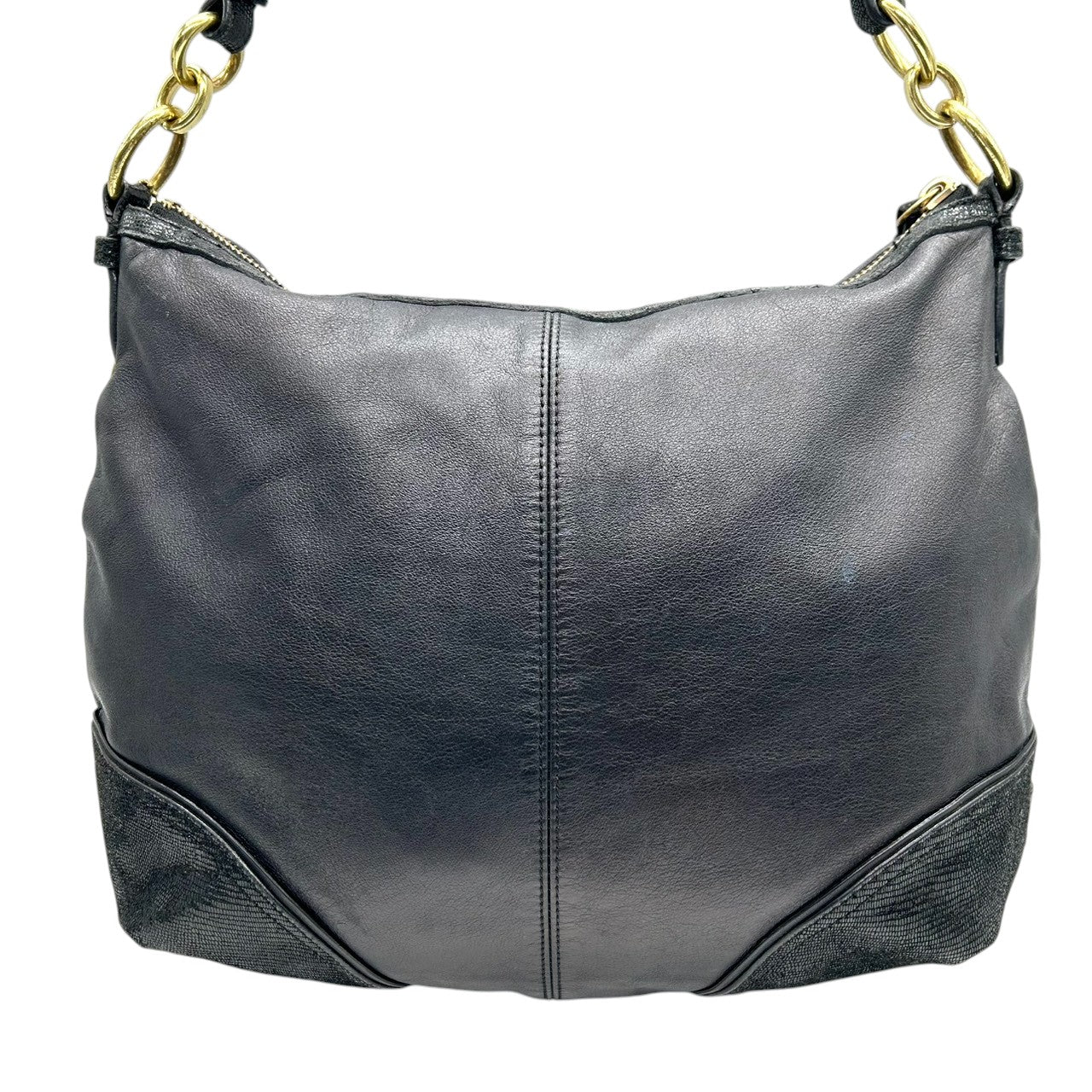 【美品】コーチ COACH ショルダーバッグ ワンショルダー ホーボー 2WAY 斜め掛け可 F21967 レザー 本革 ブラック 黒 ゴールド金具 レディース 通勤 通学 シンプル エレガント s74