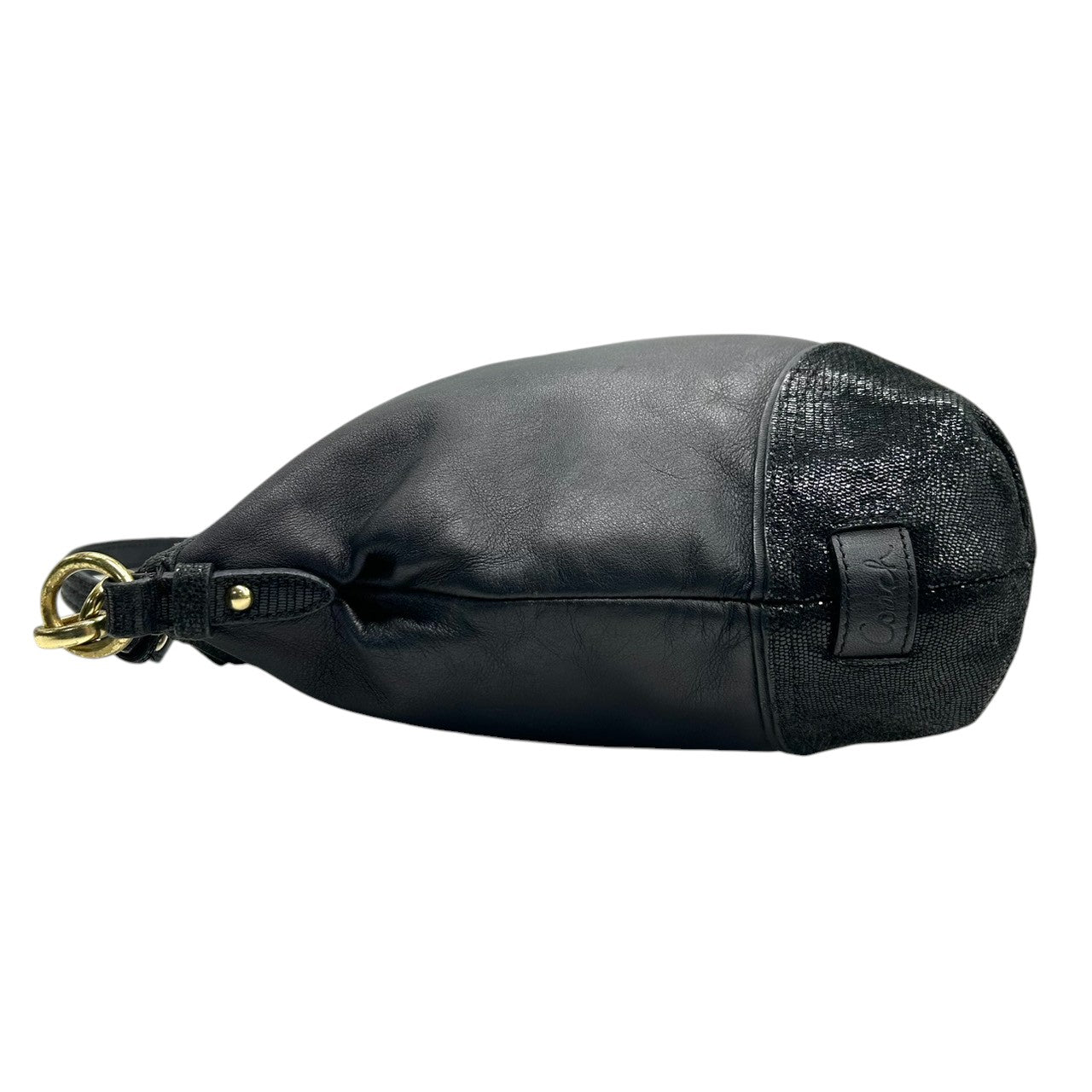 【美品】コーチ COACH ショルダーバッグ ワンショルダー ホーボー 2WAY 斜め掛け可 F21967 レザー 本革 ブラック 黒 ゴールド金具 レディース 通勤 通学 シンプル エレガント s74